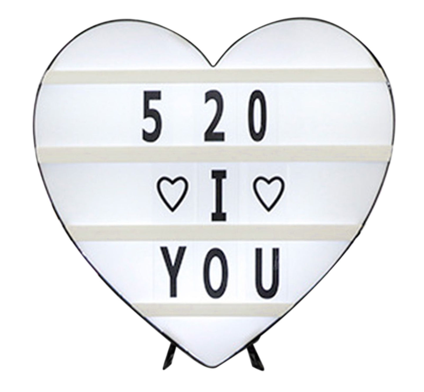 Cinema Light Box Black Heart Shaped LED Light Up Light Box with Coloured Alphabet Stickers