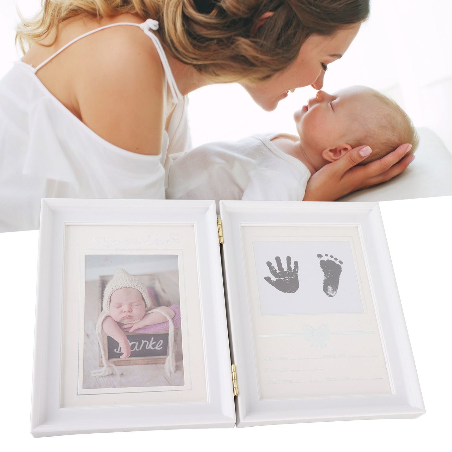 Baby Handprint Footprint Kit Plastic Density Board Attractive Decorative 31.5x20.7x1.7cm Expanded Baby Print Frames Newborn