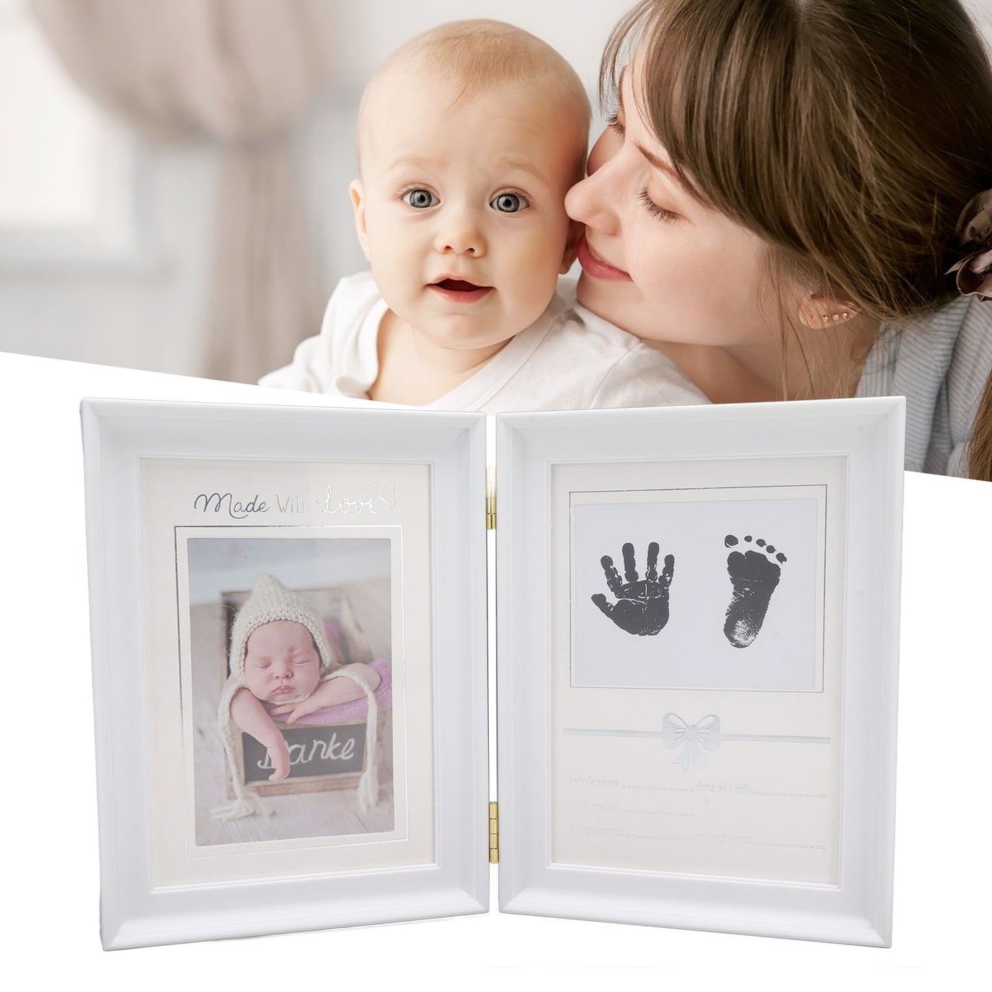 Baby Handprint Footprint Kit Plastic Density Board Attractive Decorative 31.5x20.7x1.7cm Expanded Baby Print Frames Newborn