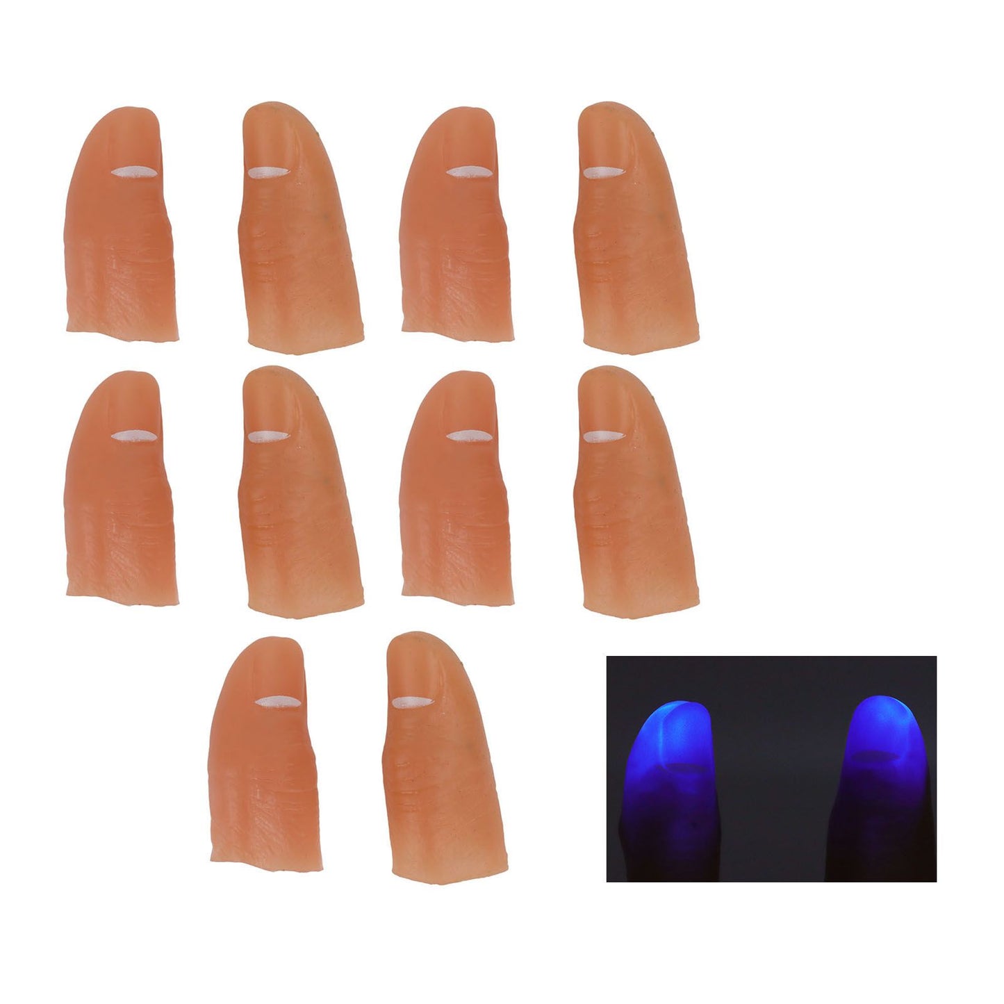 5 Pair Finger Light Up Thumb for Adults Battery Powered LED Light Simple Operation Fake Finger Lights for Halloween Blue