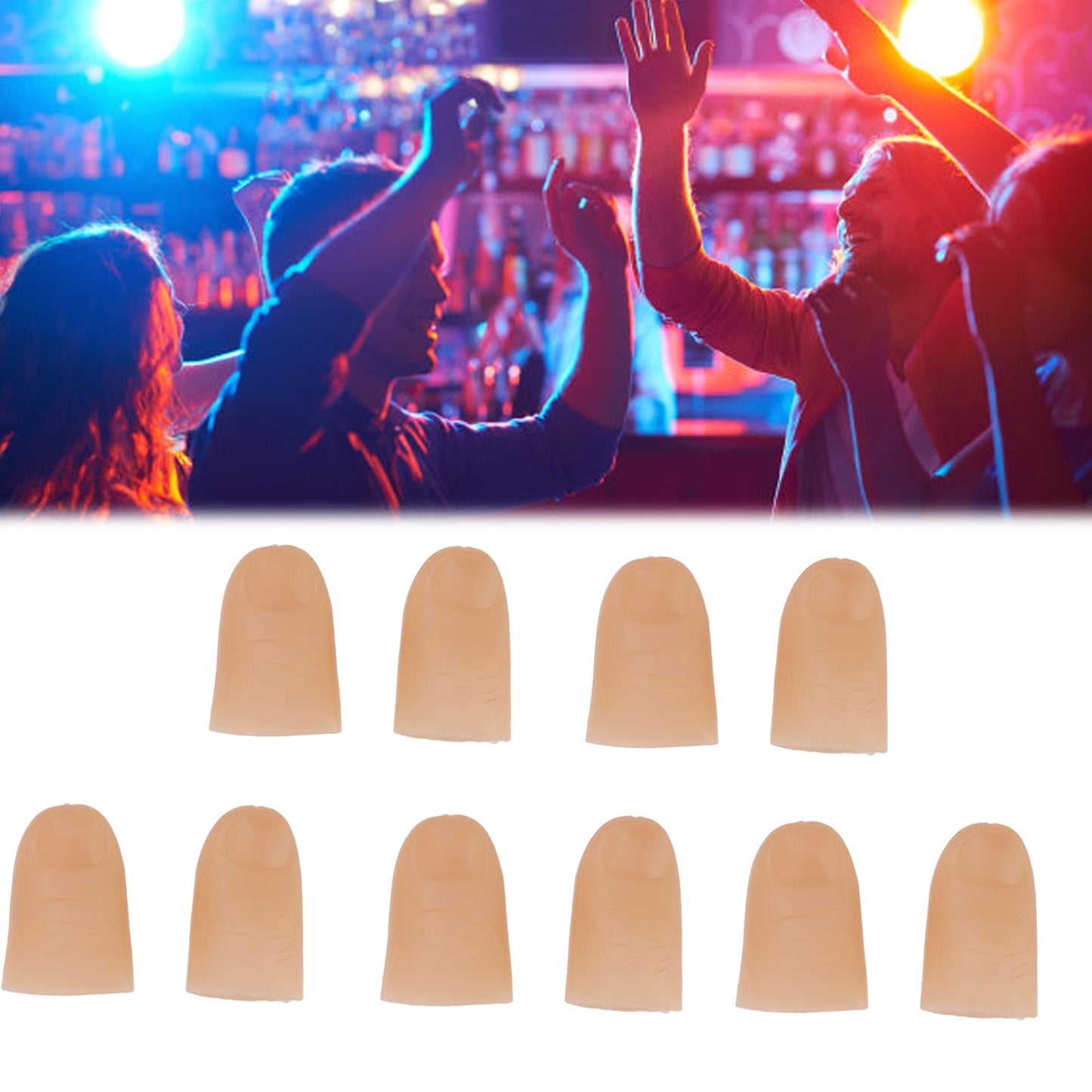 5 Pairs Finger Light Up Thumb PVC 3V 40mAh Battery Powered 4.5cm LED Fake Finger Lights for Performance Prop Colorful