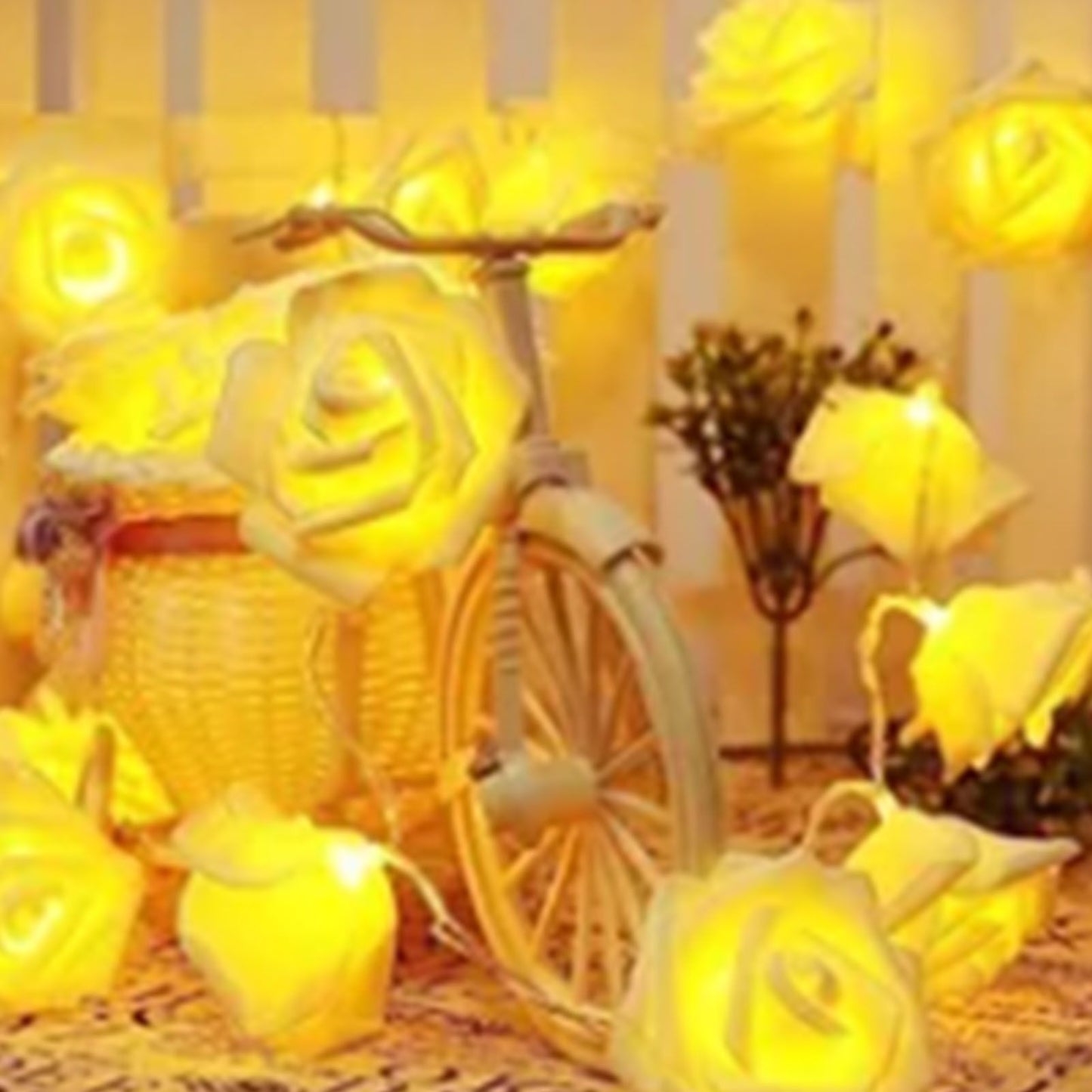 LED Rose Flower String Light Simulated Rose Flower Fairy String Lights for Wedding Home Party Decoration 20 Lamps 9.8ft