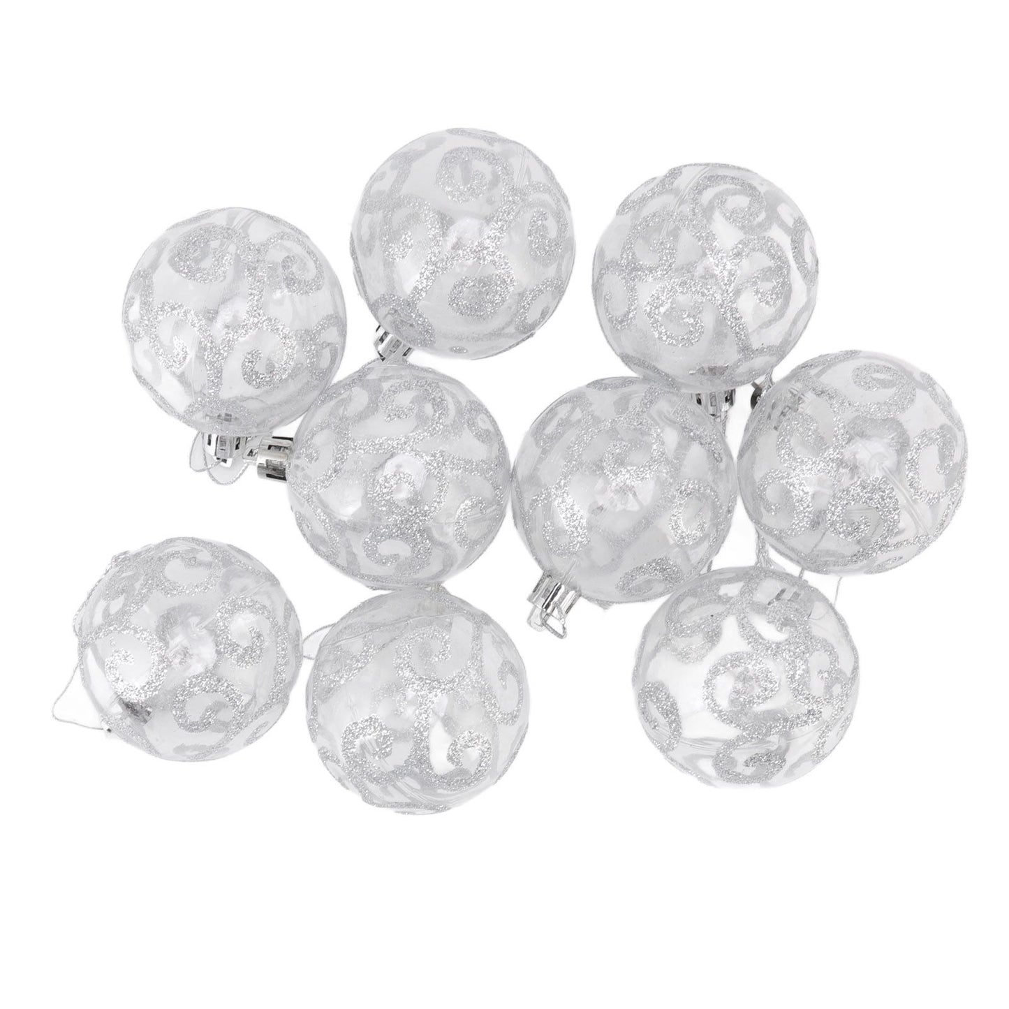9Pcs Christmas Ball Ornaments Exquisite Plastic Shatterproof Hanging Christmas Tree Ornaments for Home Silver