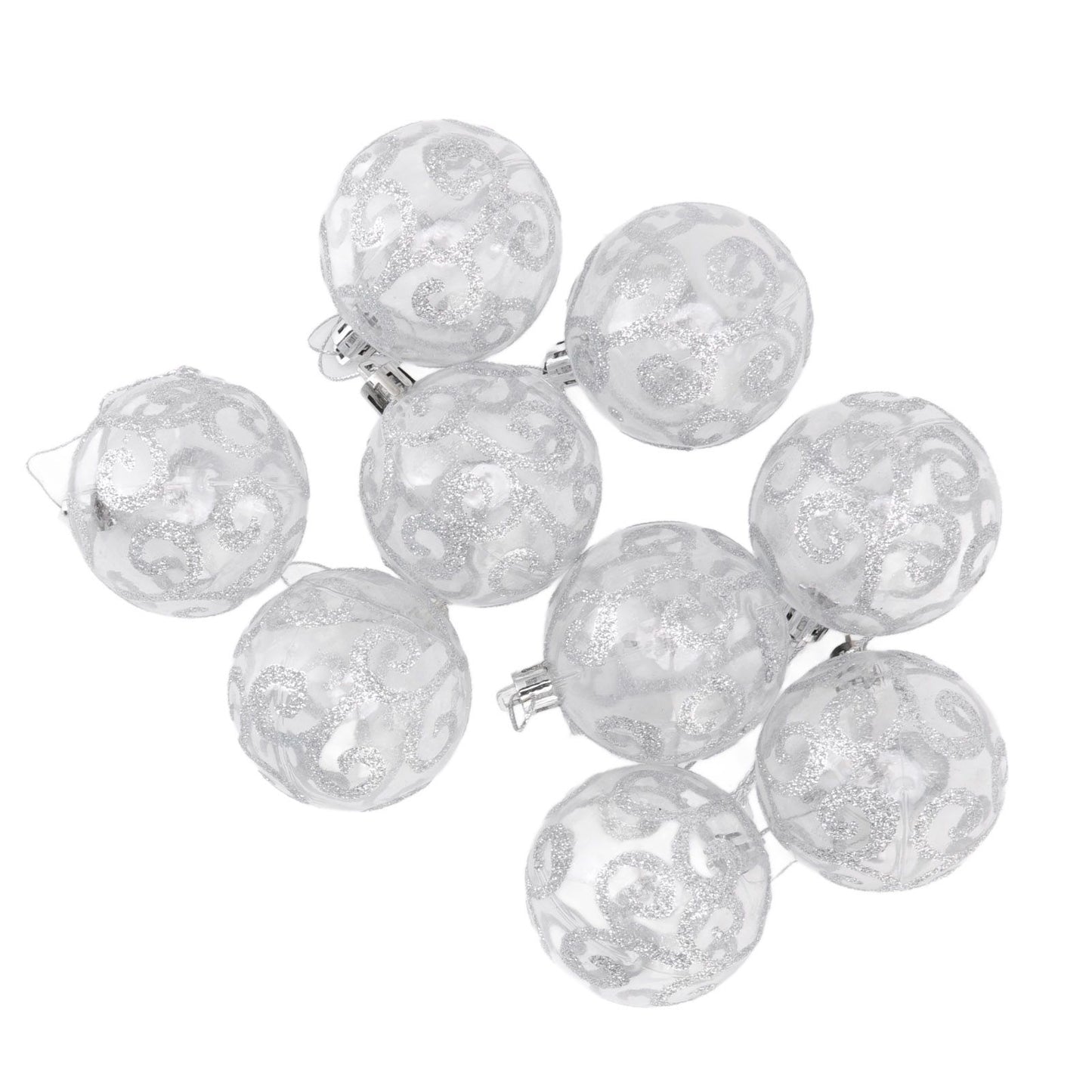 9Pcs Christmas Ball Ornaments Exquisite Plastic Shatterproof Hanging Christmas Tree Ornaments for Home Silver
