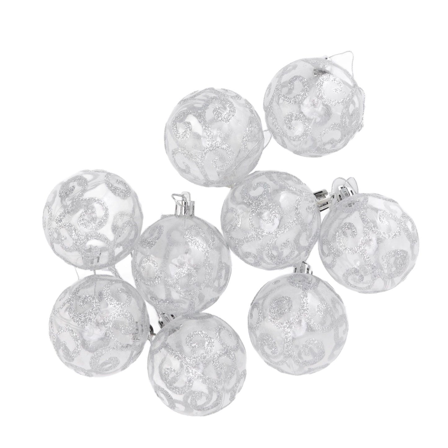 9Pcs Christmas Ball Ornaments Exquisite Plastic Shatterproof Hanging Christmas Tree Ornaments for Home Silver