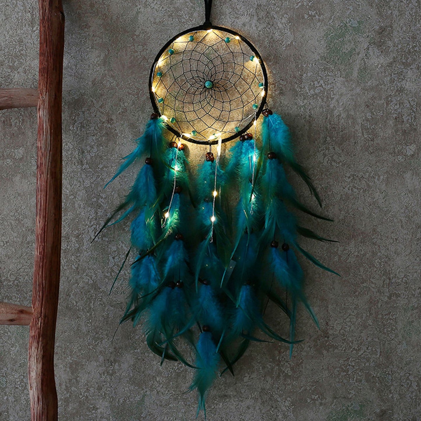 Wall Hanging Dream Catcher with Light Feather Wind Chime Decorative Lamp Home Furnishing Decoration