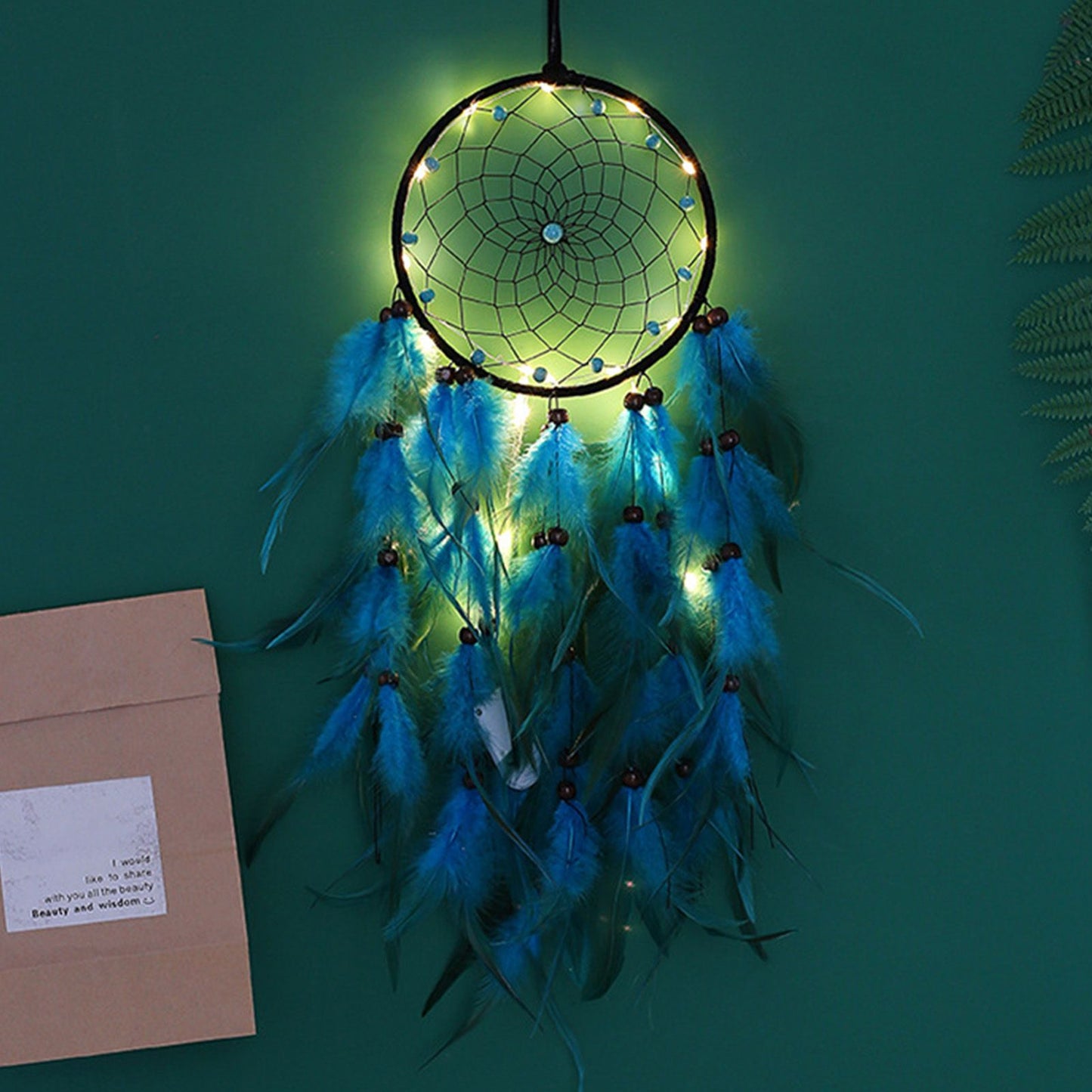 Wall Hanging Dream Catcher with Light Feather Wind Chime Decorative Lamp Home Furnishing Decoration