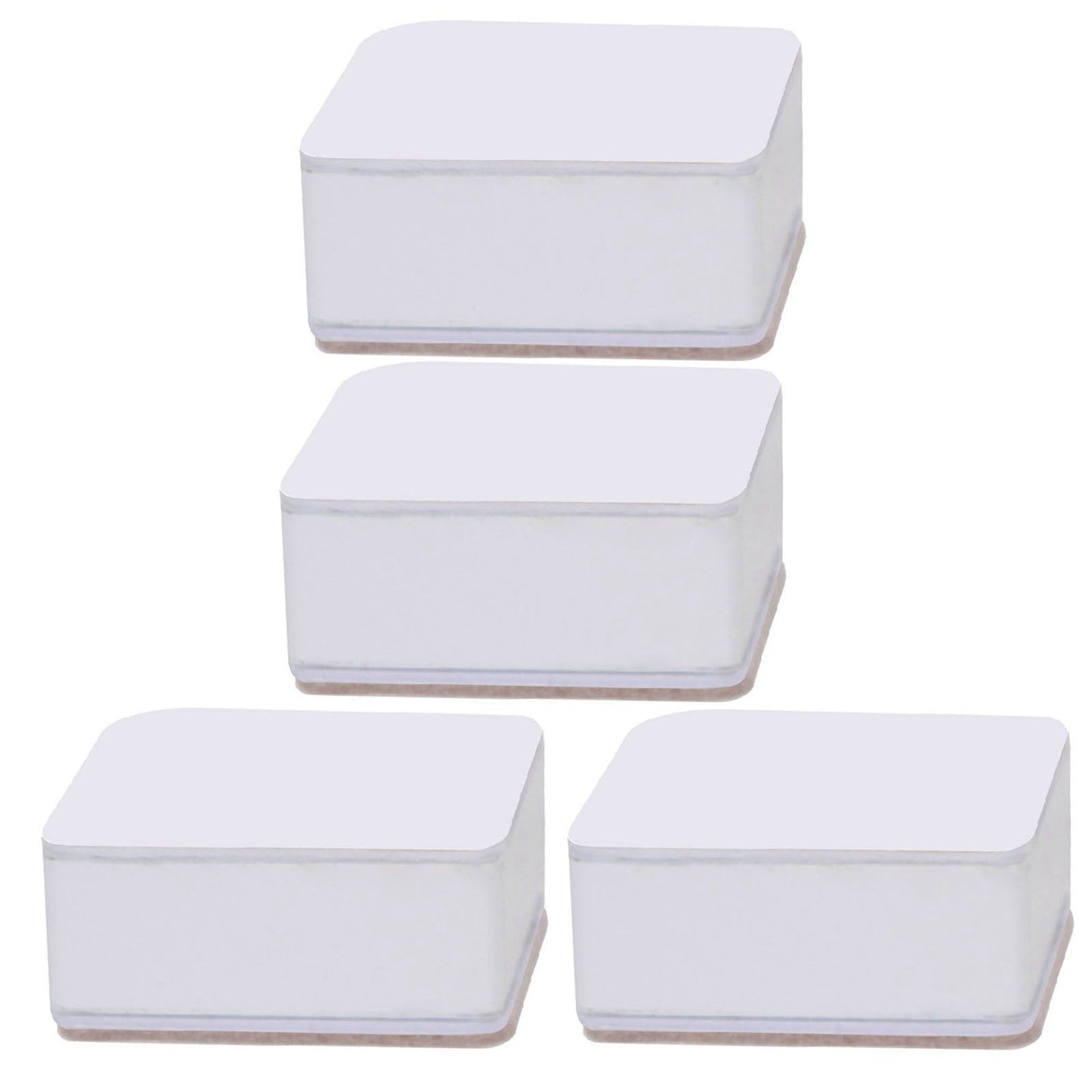 Carbon Steel Furniture Risers Self Adhesive Furniture Lift Anti Slip Low Noise Bed Lifter with Felt Pad for Sofa Couch White