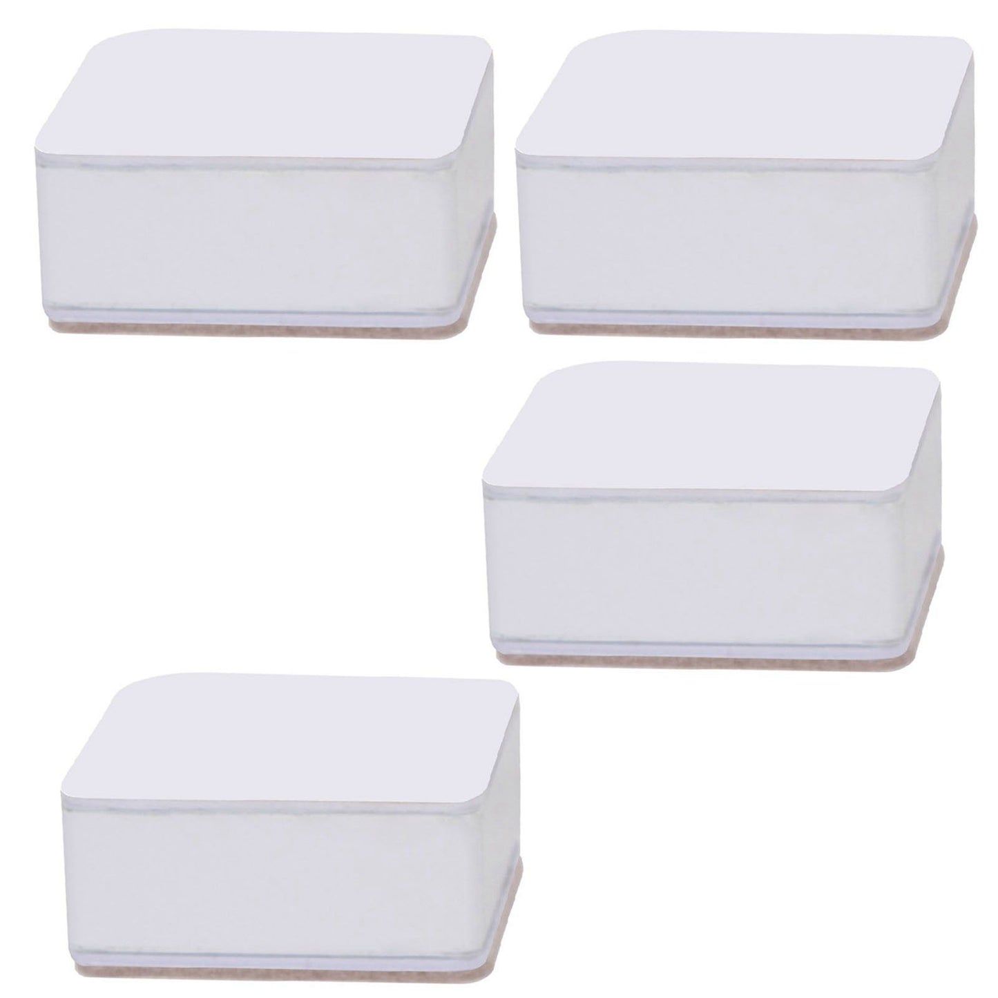 Carbon Steel Furniture Risers Self Adhesive Furniture Lift Anti Slip Low Noise Bed Lifter with Felt Pad for Sofa Couch White