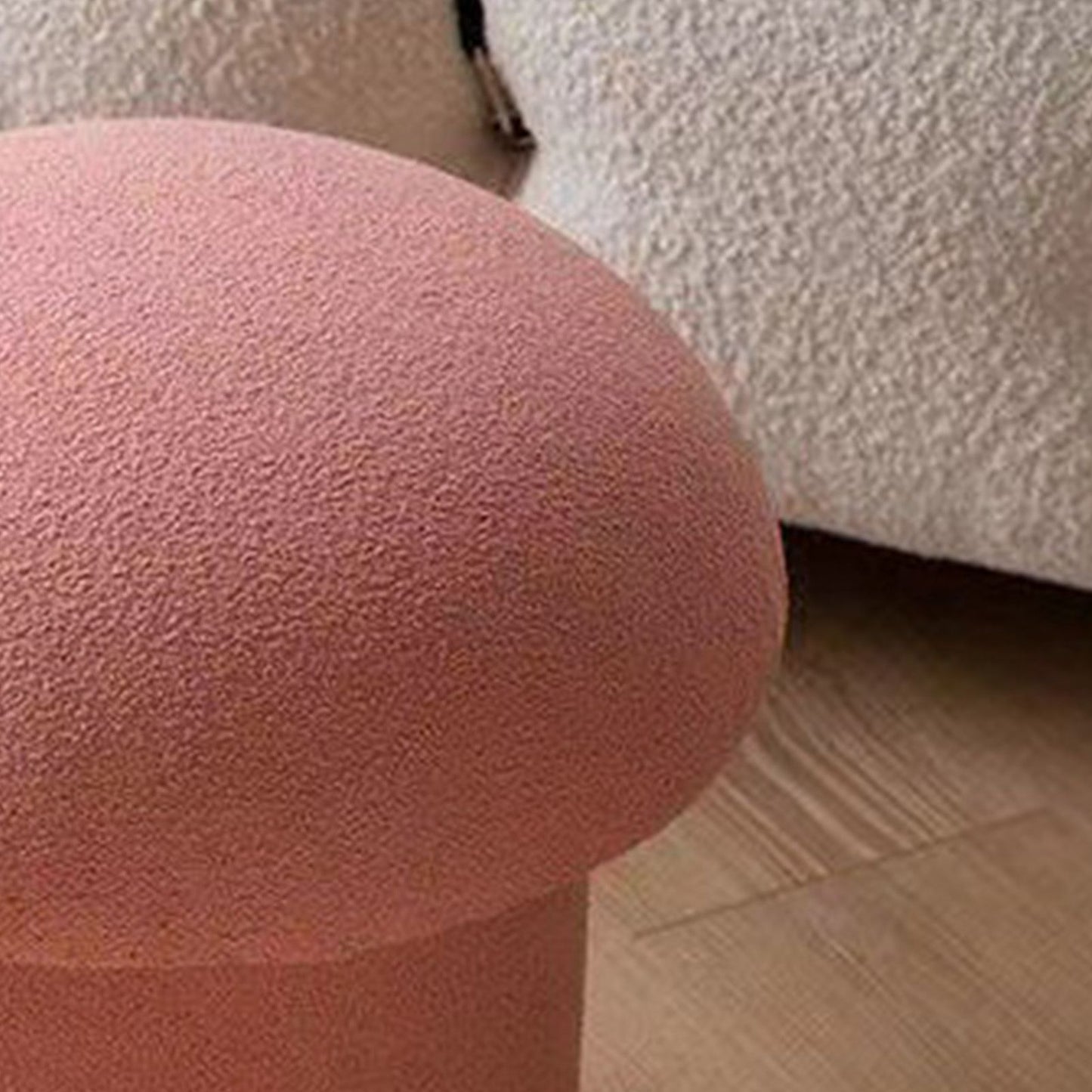 Sofa Bench Simple Modern Elastic Comfortable Soft Round Pine Wooden Foot Stool for Home Decoration Pink
