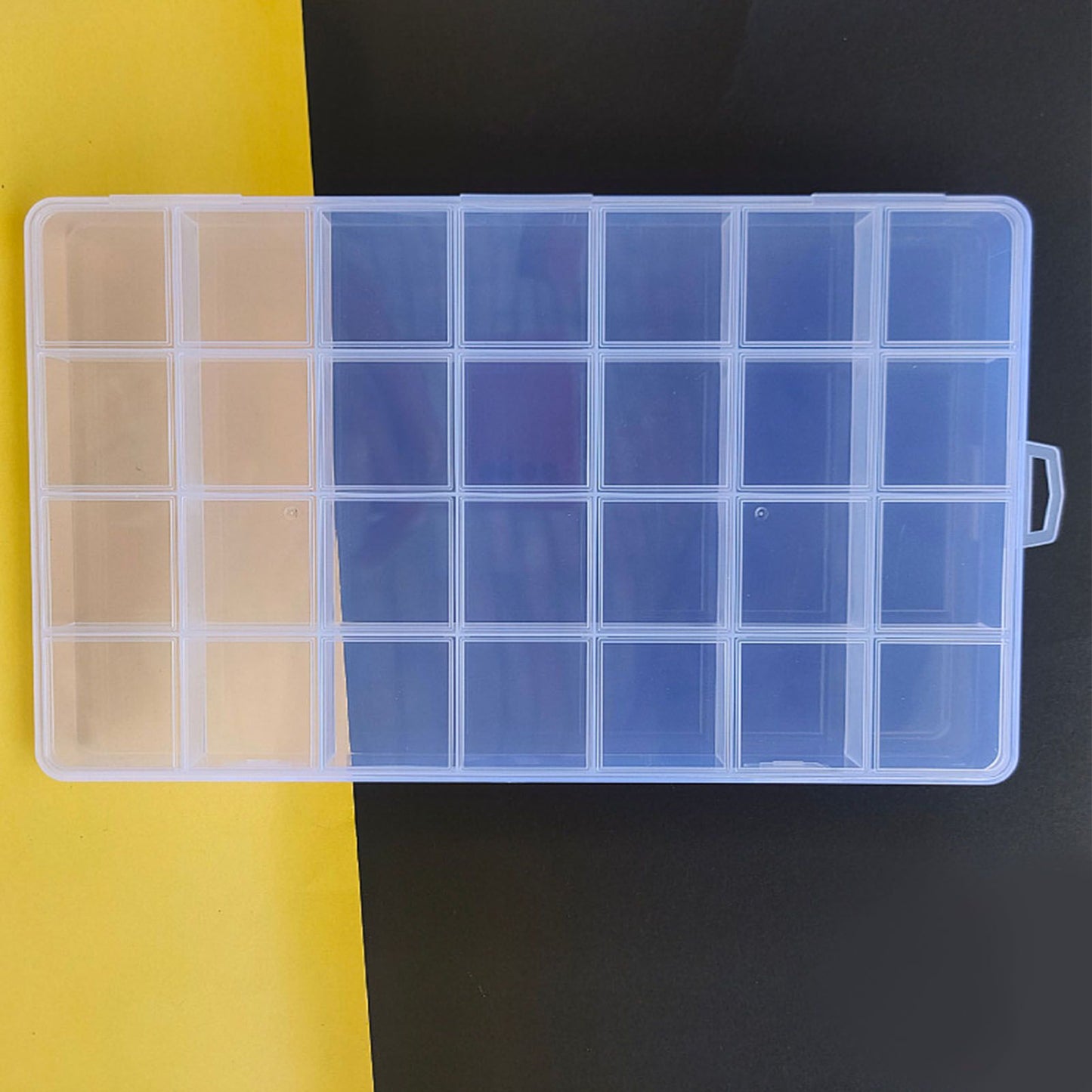 Clear Plastic Storage Box 28 Grids ABS Transparent Small Item Organizer Box for Jewelry Hair Ties