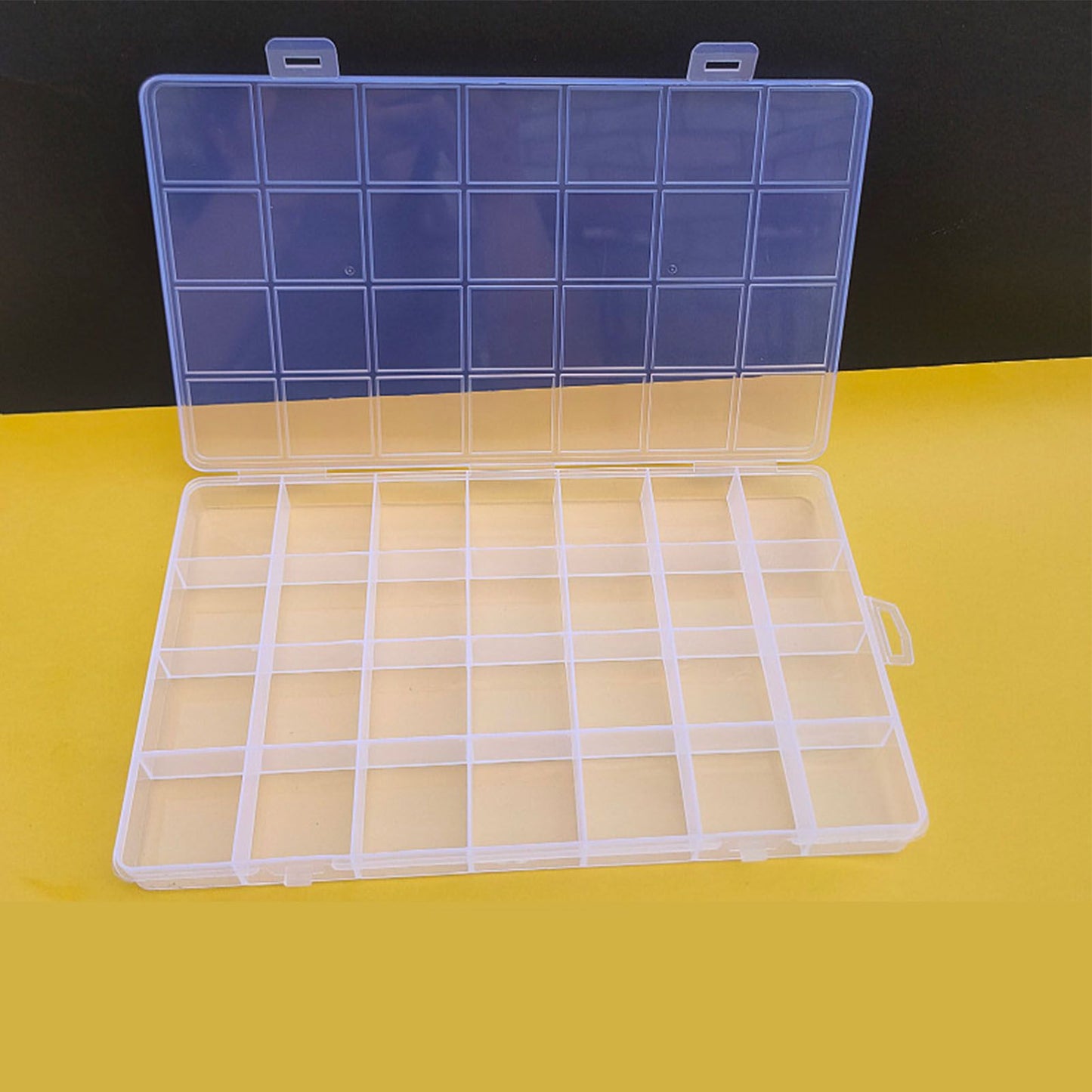 Clear Plastic Storage Box 28 Grids ABS Transparent Small Item Organizer Box for Jewelry Hair Ties