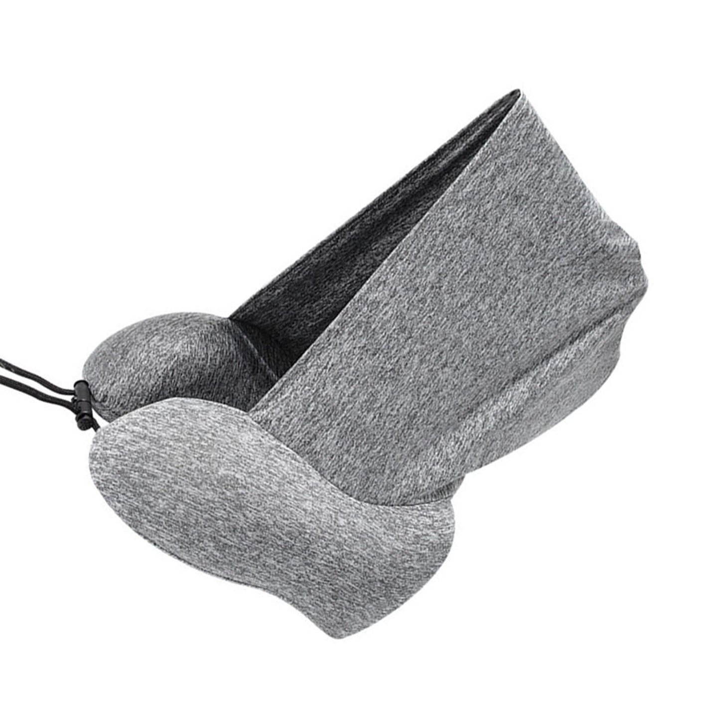 Hooded U Shaped Pillow Removable Neck Protection Memory Cotton Neck Travel Pillow for Home Outdoor Travel Car Grey U043‑3