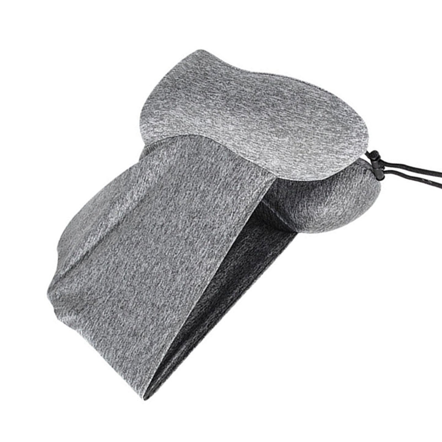 Hooded U Shaped Pillow Removable Neck Protection Memory Cotton Neck Travel Pillow for Home Outdoor Travel Car Grey U043‑3