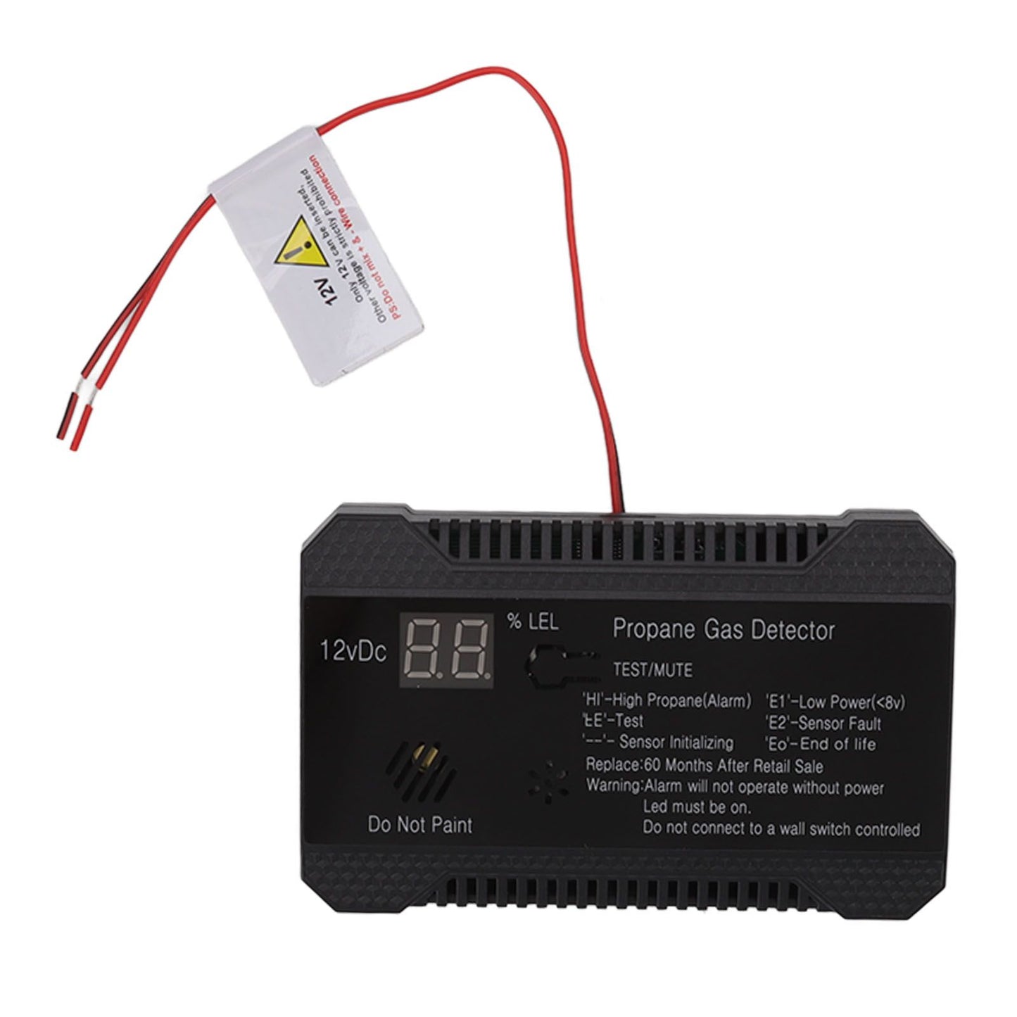 RV Propane Gas Detector 85dB Loudly Sound Alarms RV Propane Alarm with UL Certified Sensor Black