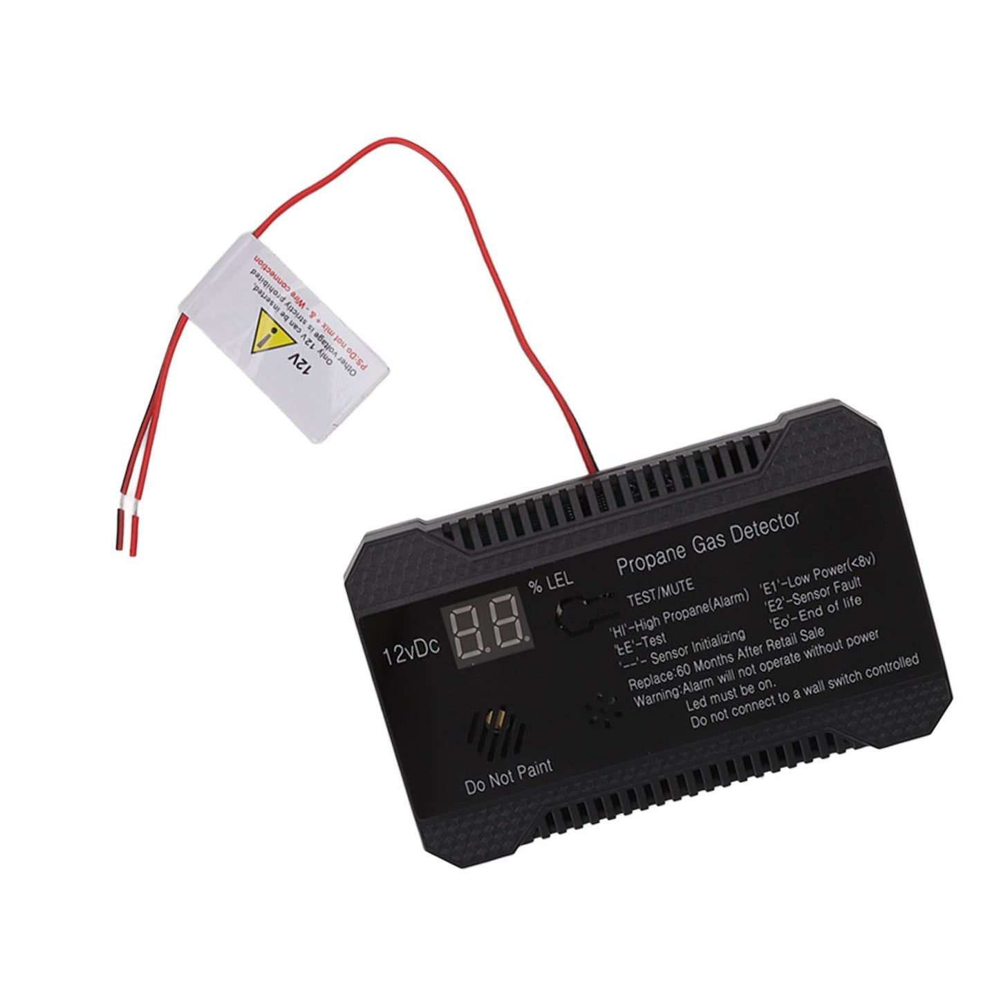 RV Propane Gas Detector 85dB Loudly Sound Alarms RV Propane Alarm with UL Certified Sensor Black