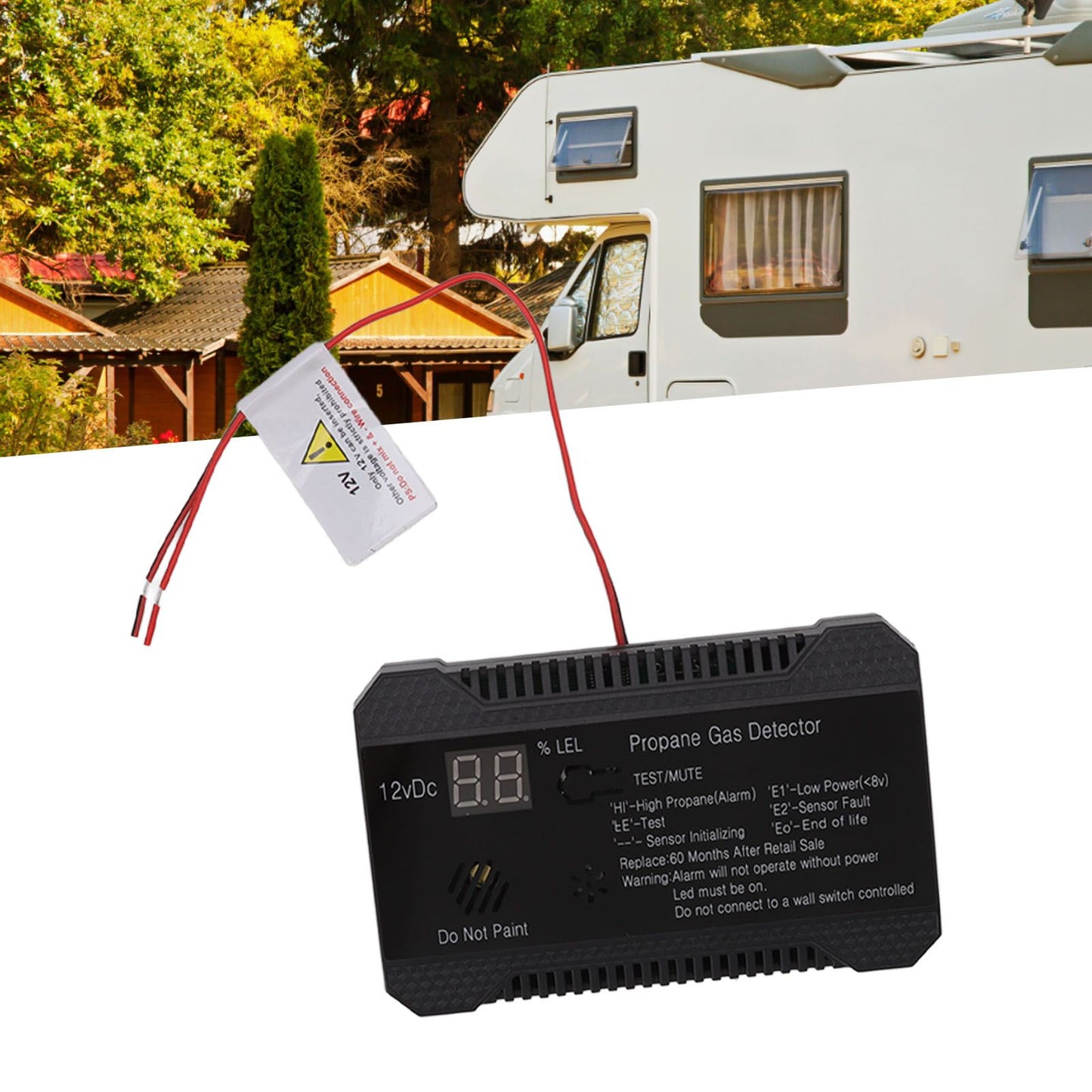 RV Propane Gas Detector 85dB Loudly Sound Alarms RV Propane Alarm with UL Certified Sensor Black