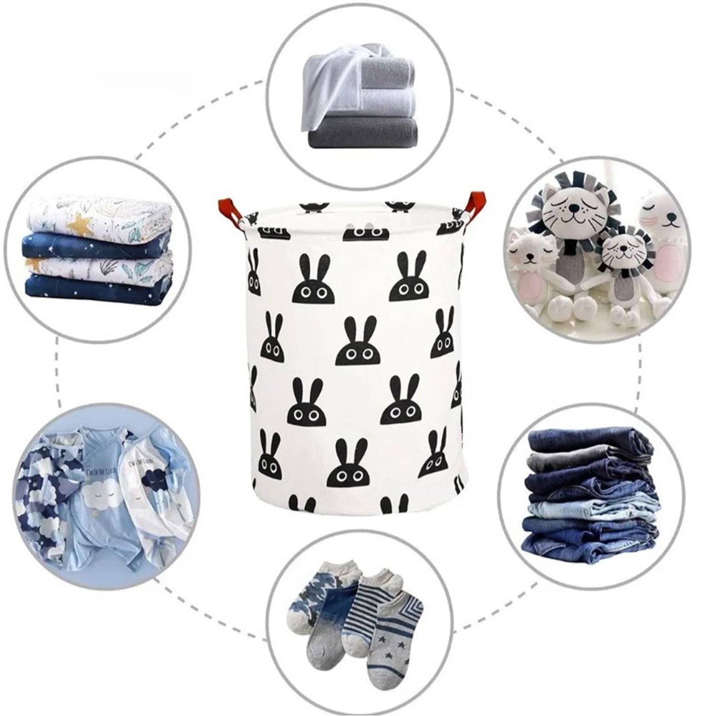 Laundry Basket Cute Rabbit Cotton 40x40x50cm Dirty Clothes Hamper Storage Basket Waterproof Lining Bin