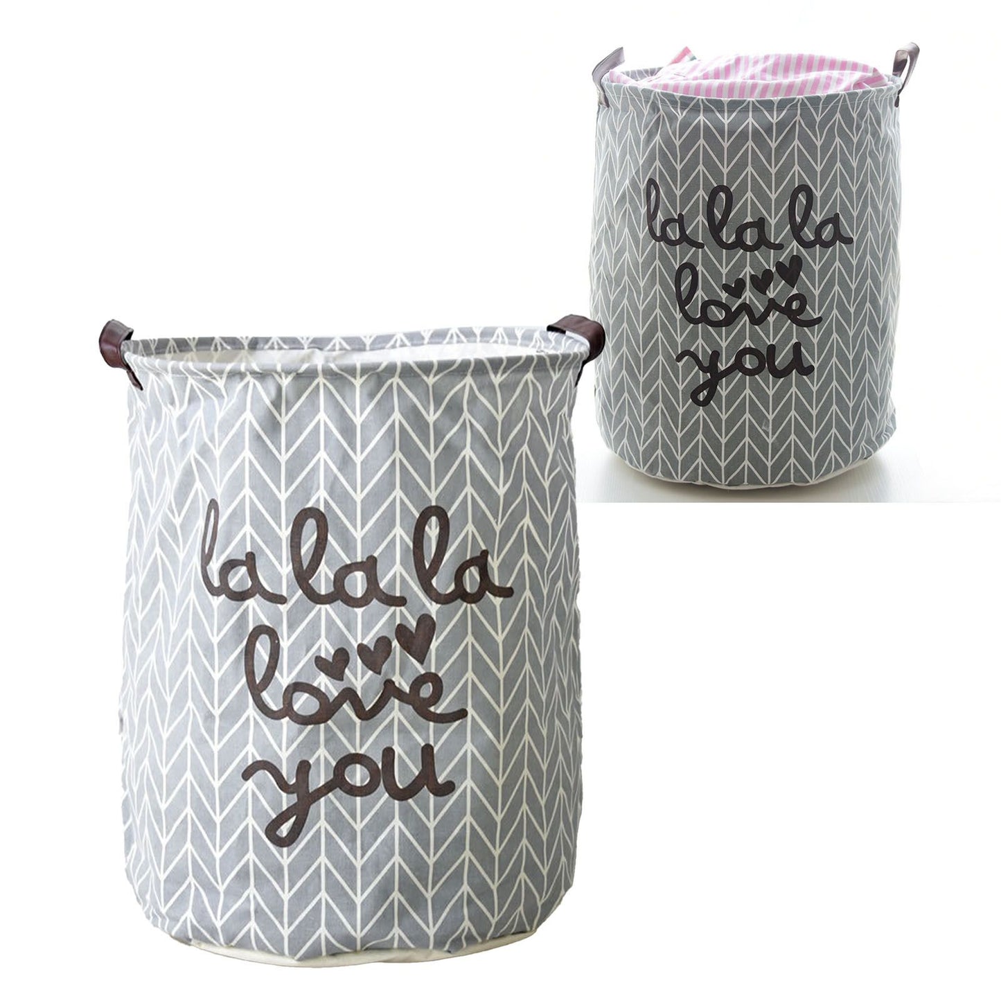 Laundry Basket Cotton Linen Foldable Round Dirty Clothes Storage Bag Folding Laundry Hamper for Home Dormitory Grey