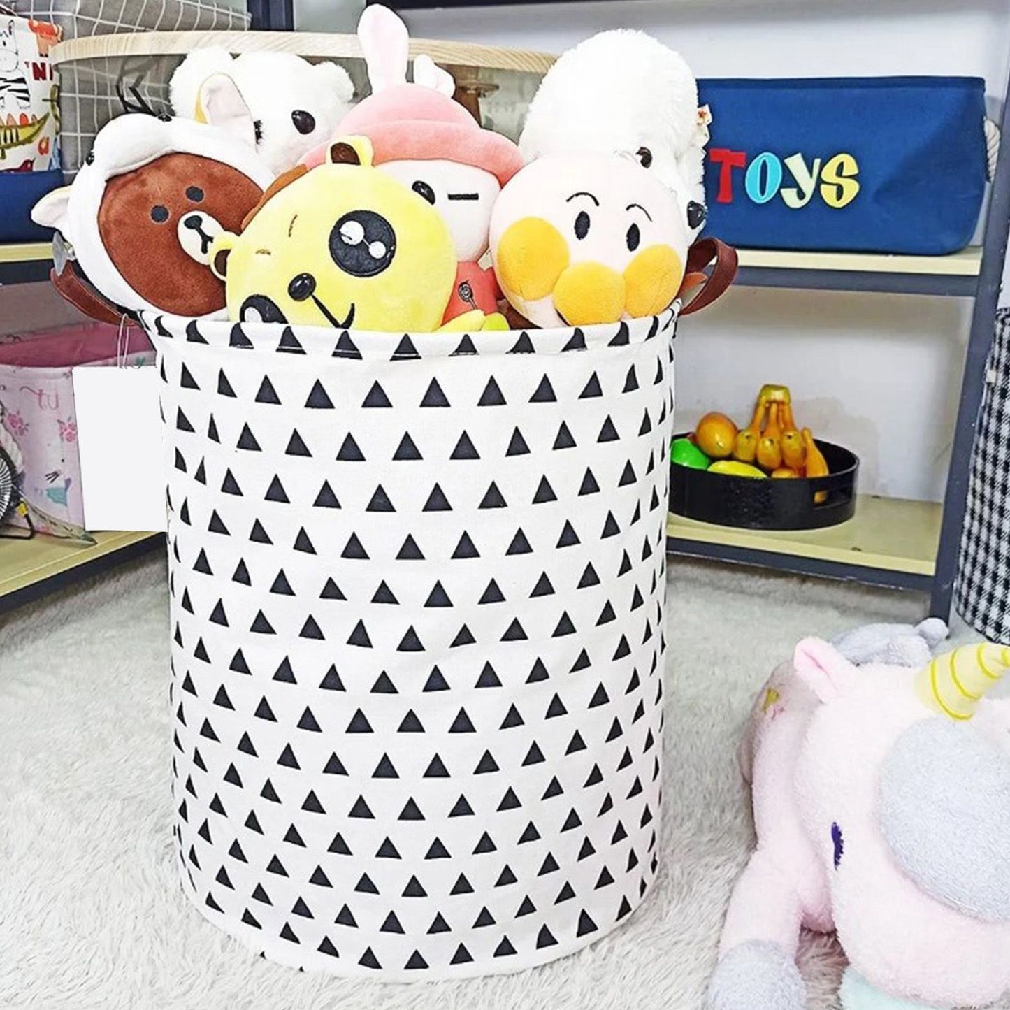 Laundry Basket Cotton Linen 40x40x50cm Dirty Clothes Hamper Storage Basket Waterproof Lining Bin