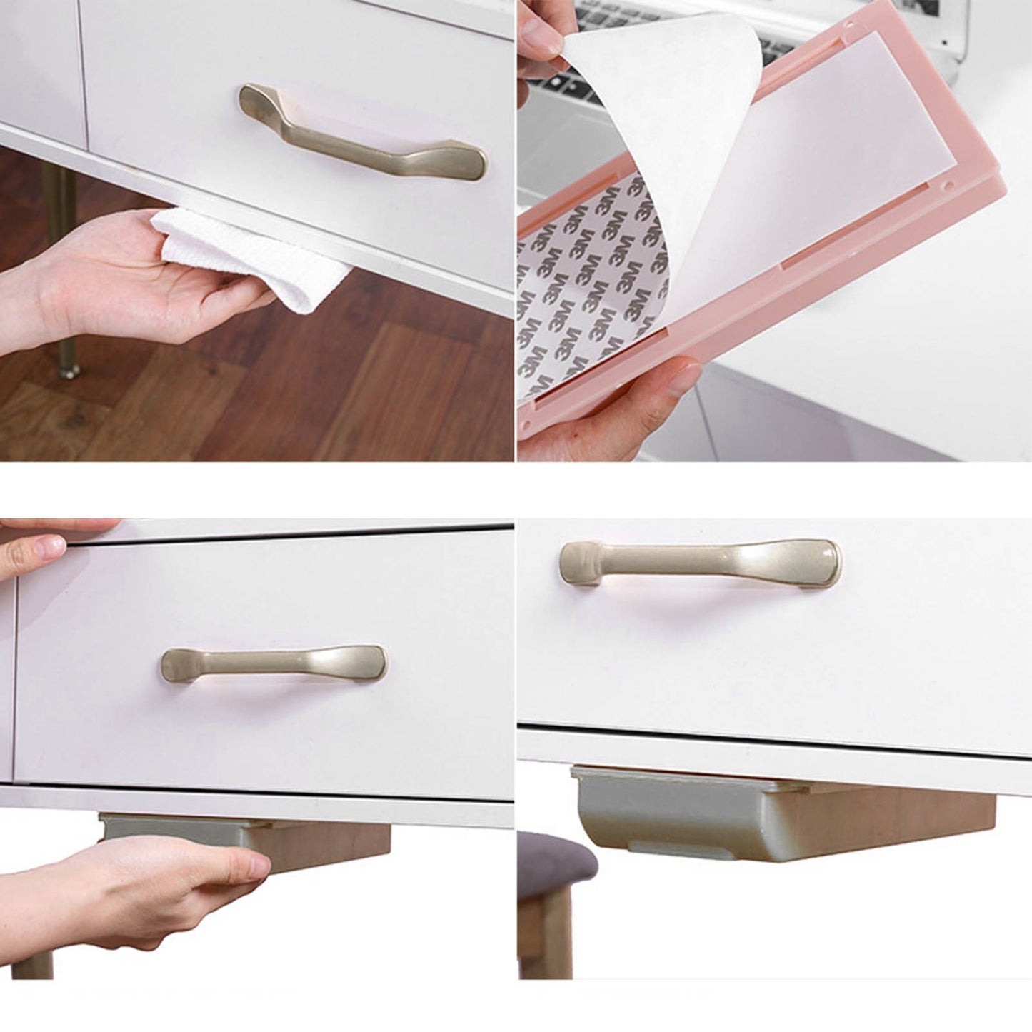 Under Desk Drawer Storage Box Security Punch Free Hidden Self Adhesive Pencil Tray Drawer for Stationery Makeup Pen Extra Large 25.5x20x4.2 / 10.0x7.9x1.7in