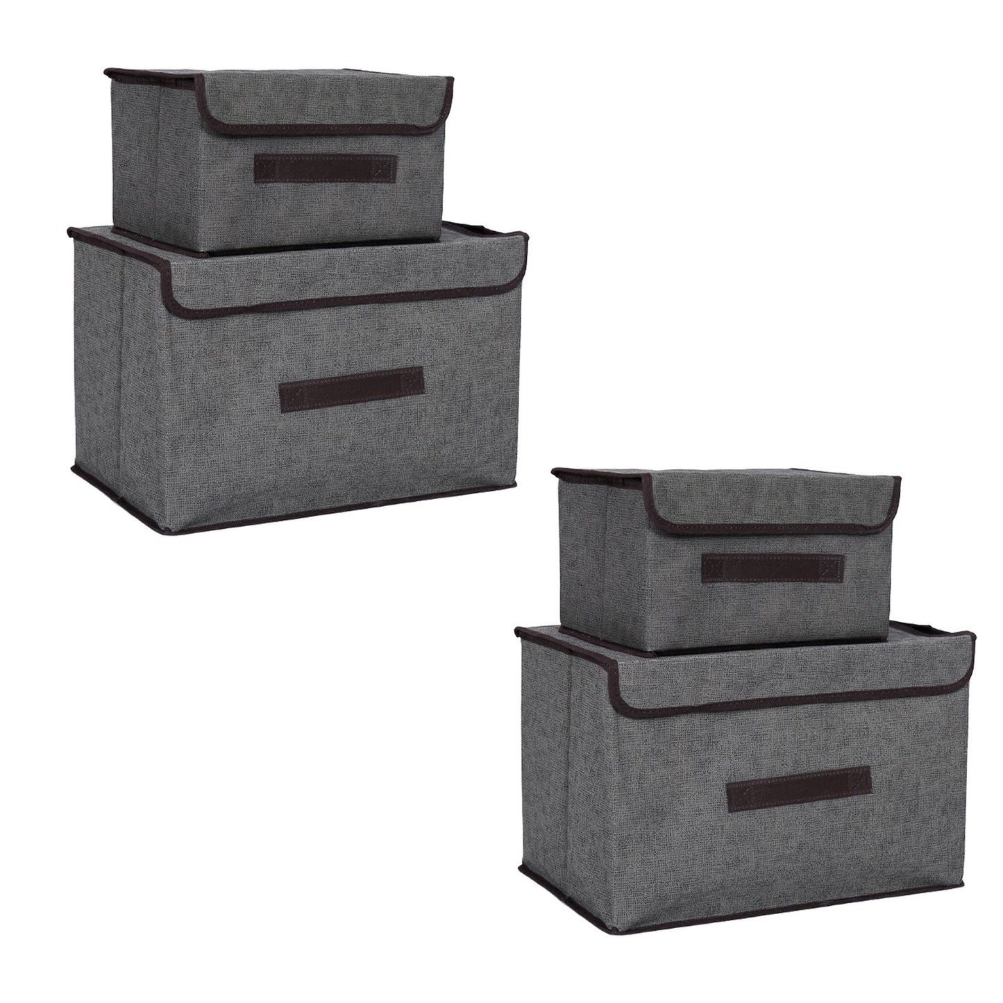 4 Pcs Non Woven Storage Box Case Dustproof Collapsible Two Large and Two Small for Household Home Grey