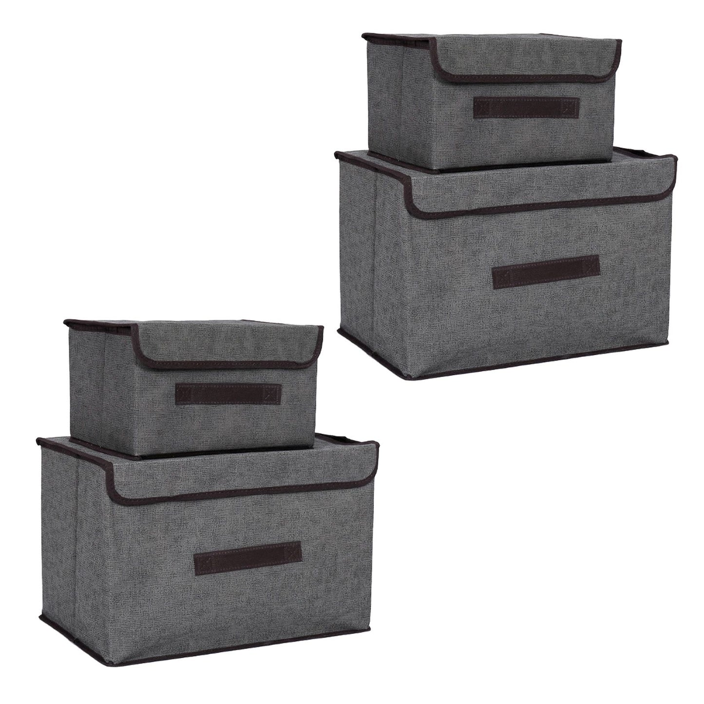 4 Pcs Non Woven Storage Box Case Dustproof Collapsible Two Large and Two Small for Household Home Grey