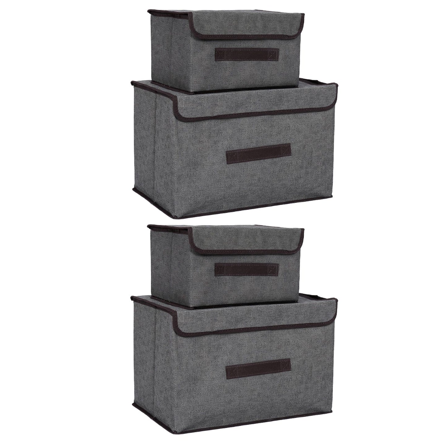 4 Pcs Non Woven Storage Box Case Dustproof Collapsible Two Large and Two Small for Household Home Grey
