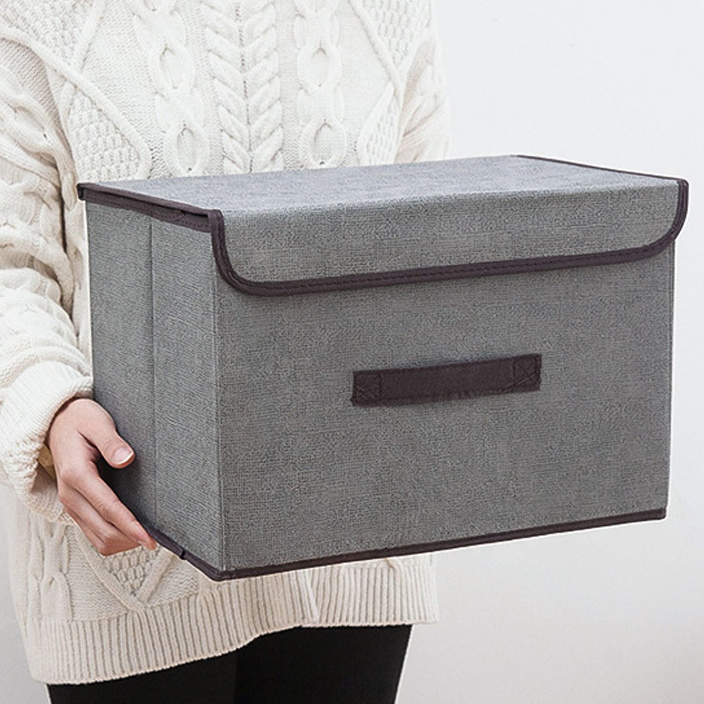 4 Pcs Non Woven Storage Box Case Dustproof Collapsible Two Large and Two Small for Household Home Grey