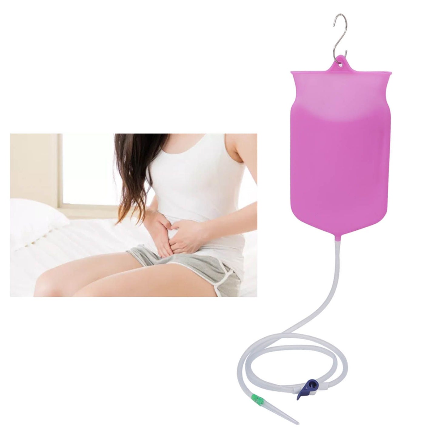 Enema Bag Kit Professional Reusable Silicone BPA Free 2L Coffee Enema Bag Kit for Health Care