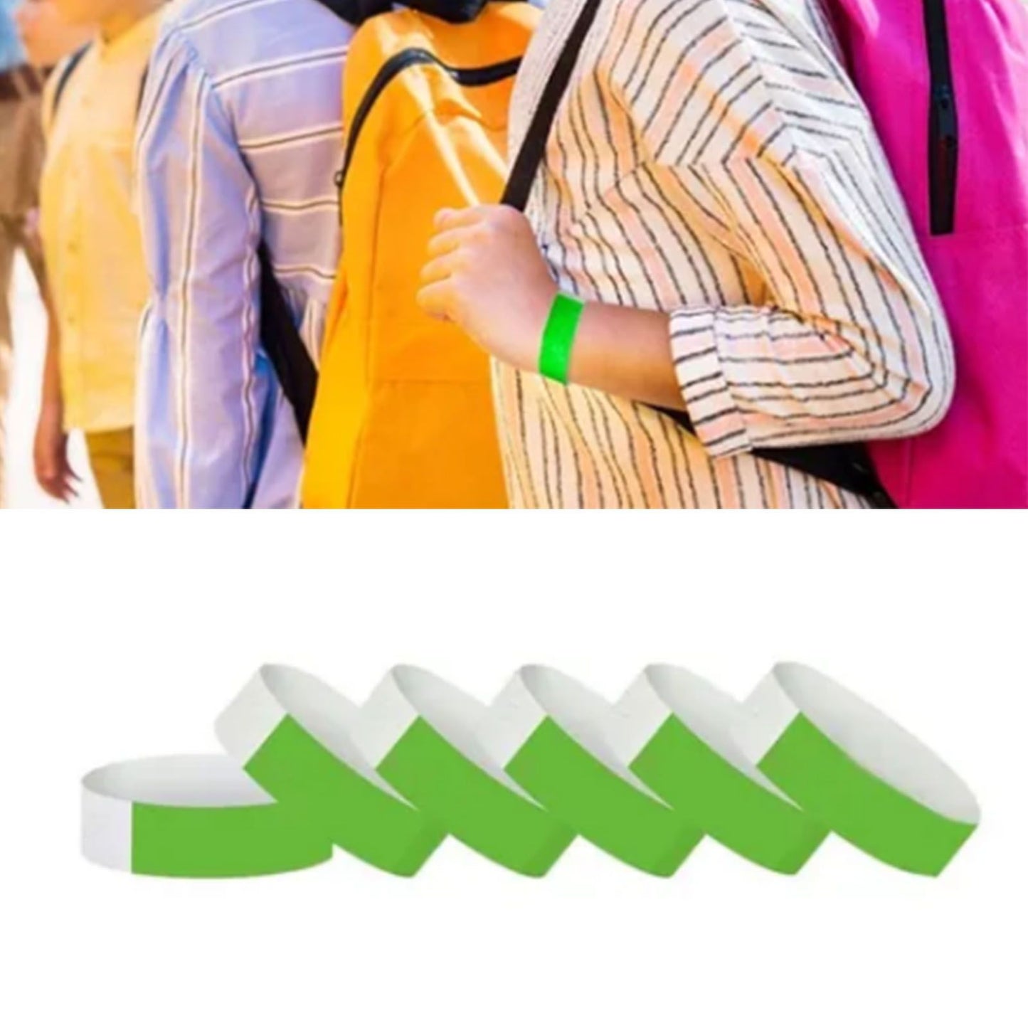 300pcs Synthetic Paper Wristbands Disposable Waterproof Paper Wrist Strap Event Wrist Bands for Amusement Park Green