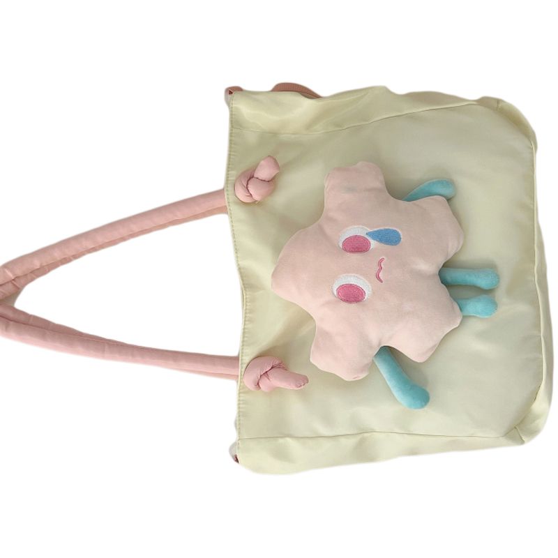 Tote Bag Nylon Large Capacity Removable Cute Star Doll Messenger Bag for PC Book Lipstick