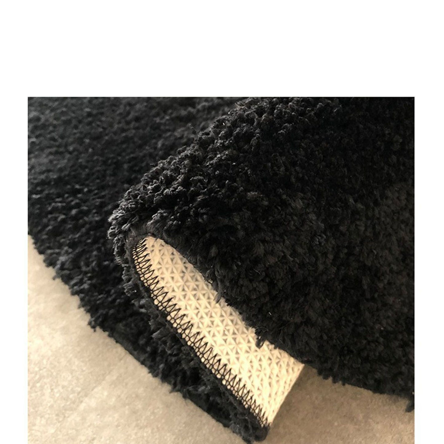 Living Room Flocked Carpet Anti Slip Sofa Table Floor Mat Dirt Resistant Bedroom Bedside Pad Black 60x60cm/23.6x23.6in
