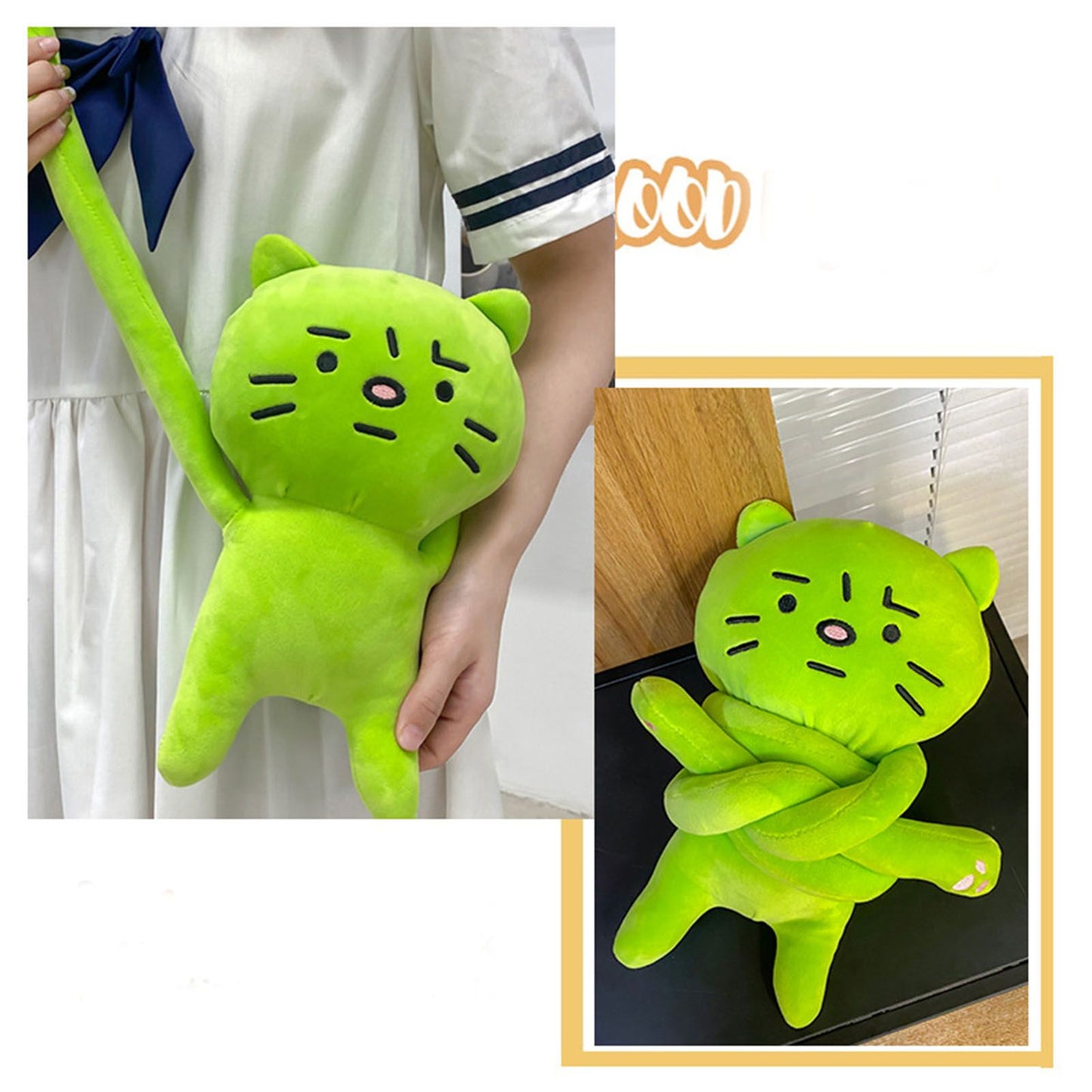 Plush Toy Shoulder Bag Cartoon Long Arm Anxiety Kitty Plush Purse Bag for Shopping Traveling