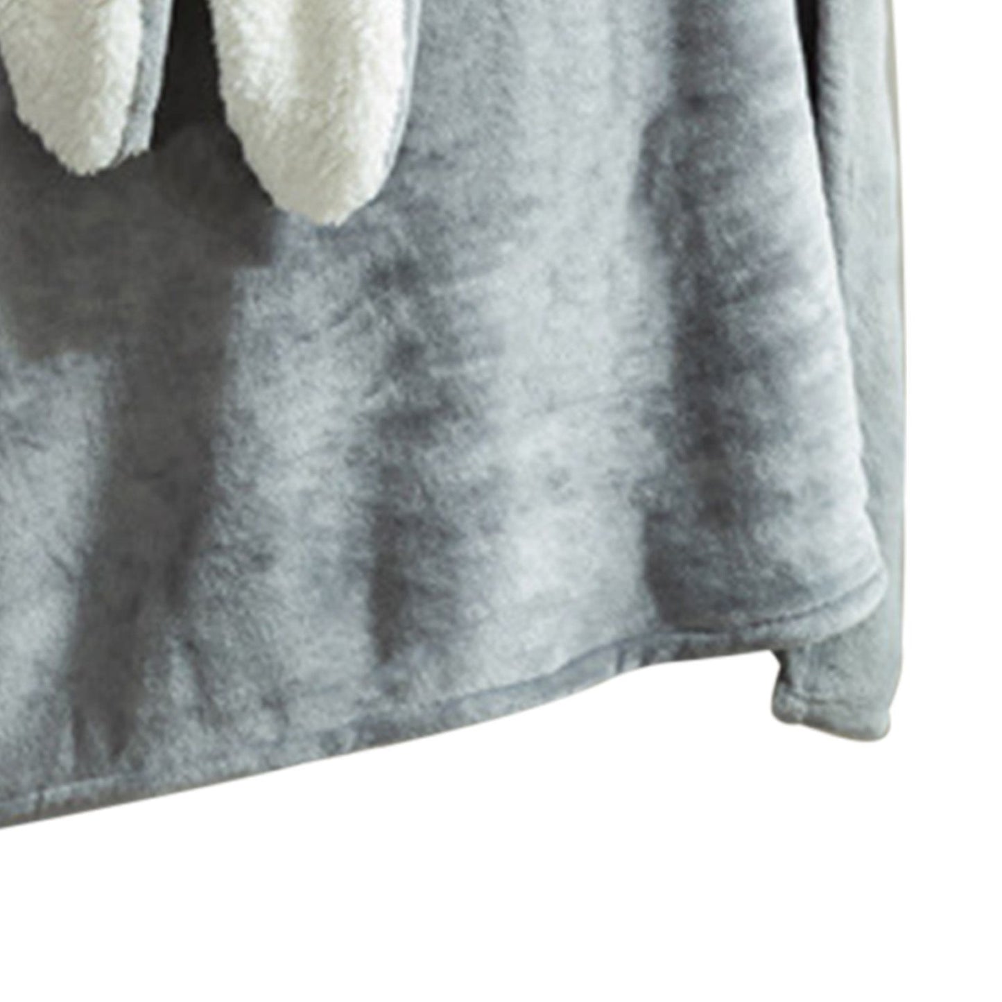 Hooded Blanket Wearable Polyester Plush Rabbit Ear Hooded Blanket Throw Soft Warm Blanket for Home Dark Gray Large