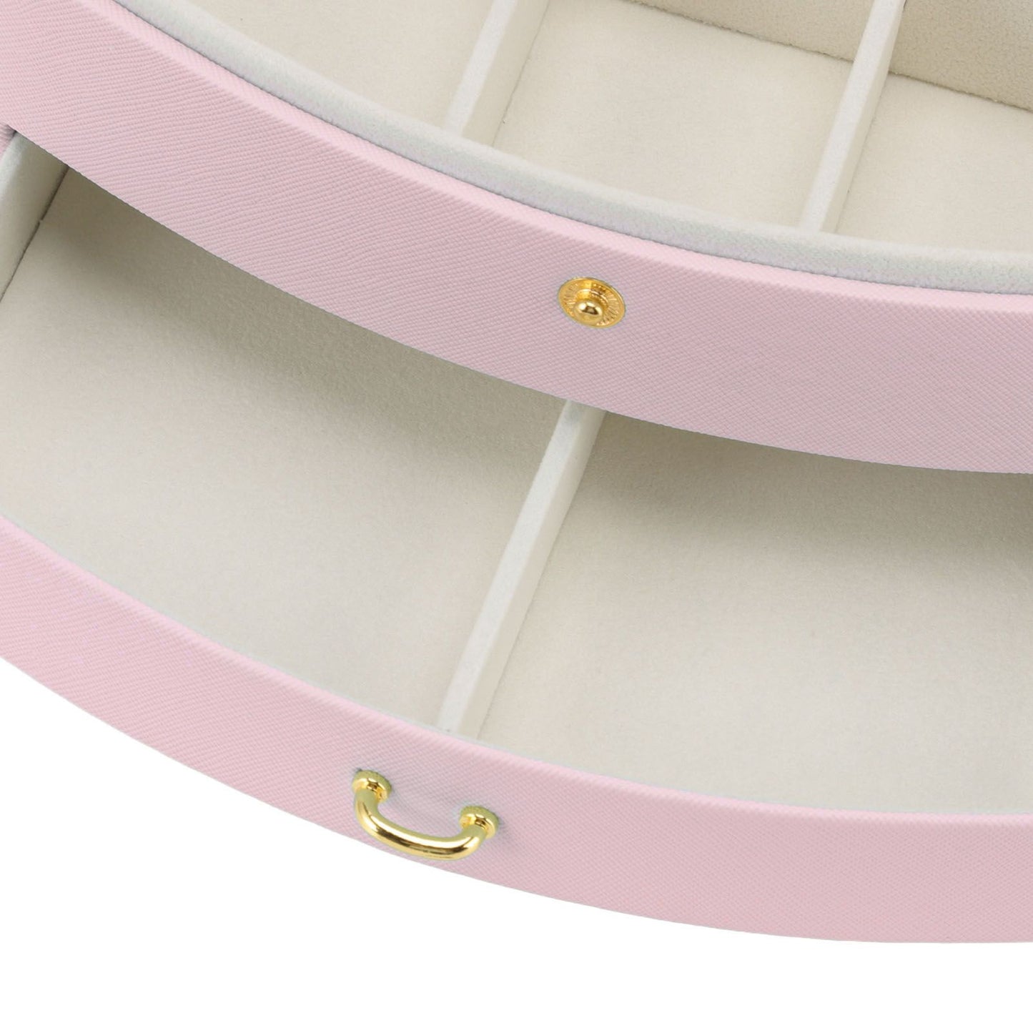 Travel Jewelry Case Portable 2 Layers PU Leather Jewelry Storage Holder Box with Clasp and Handle for Earrings Necklace Pink