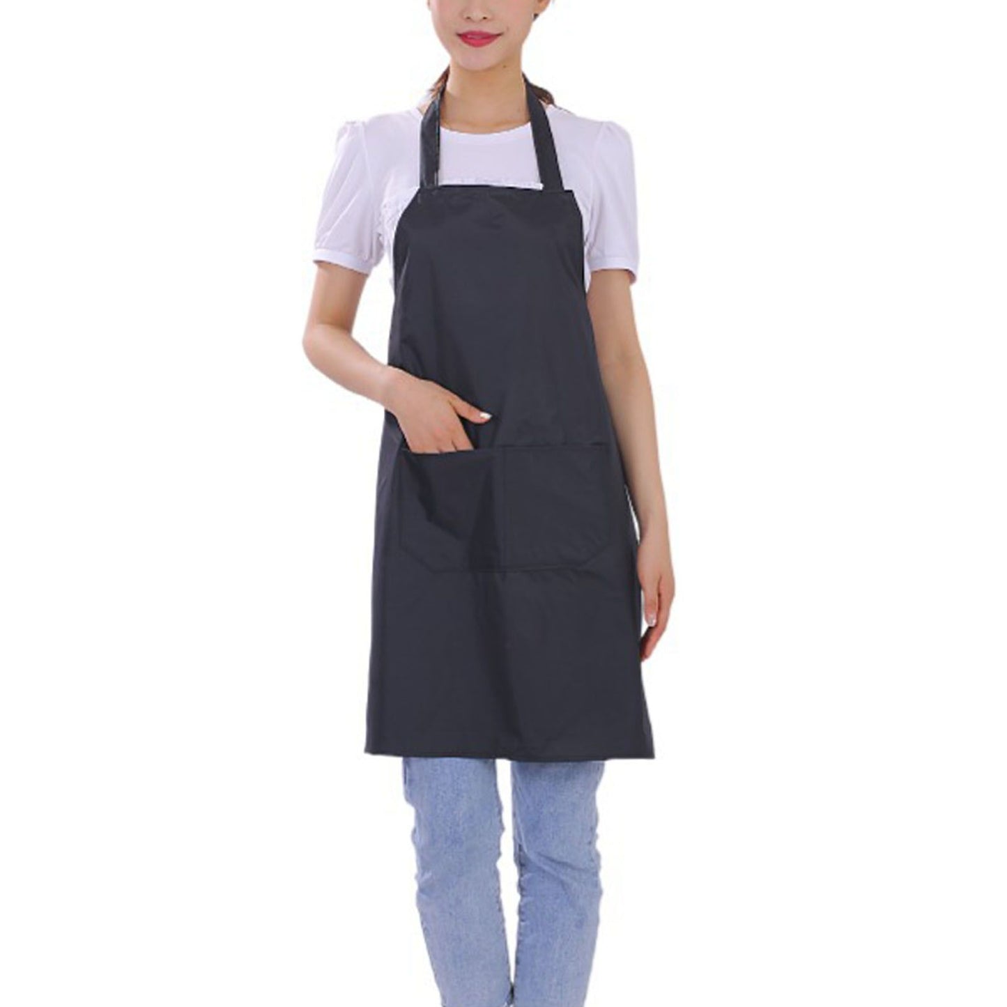 6pcs Waterproof Apron Lightweight Black Apron with Two Pockets for Mens Women for Housework Cooking