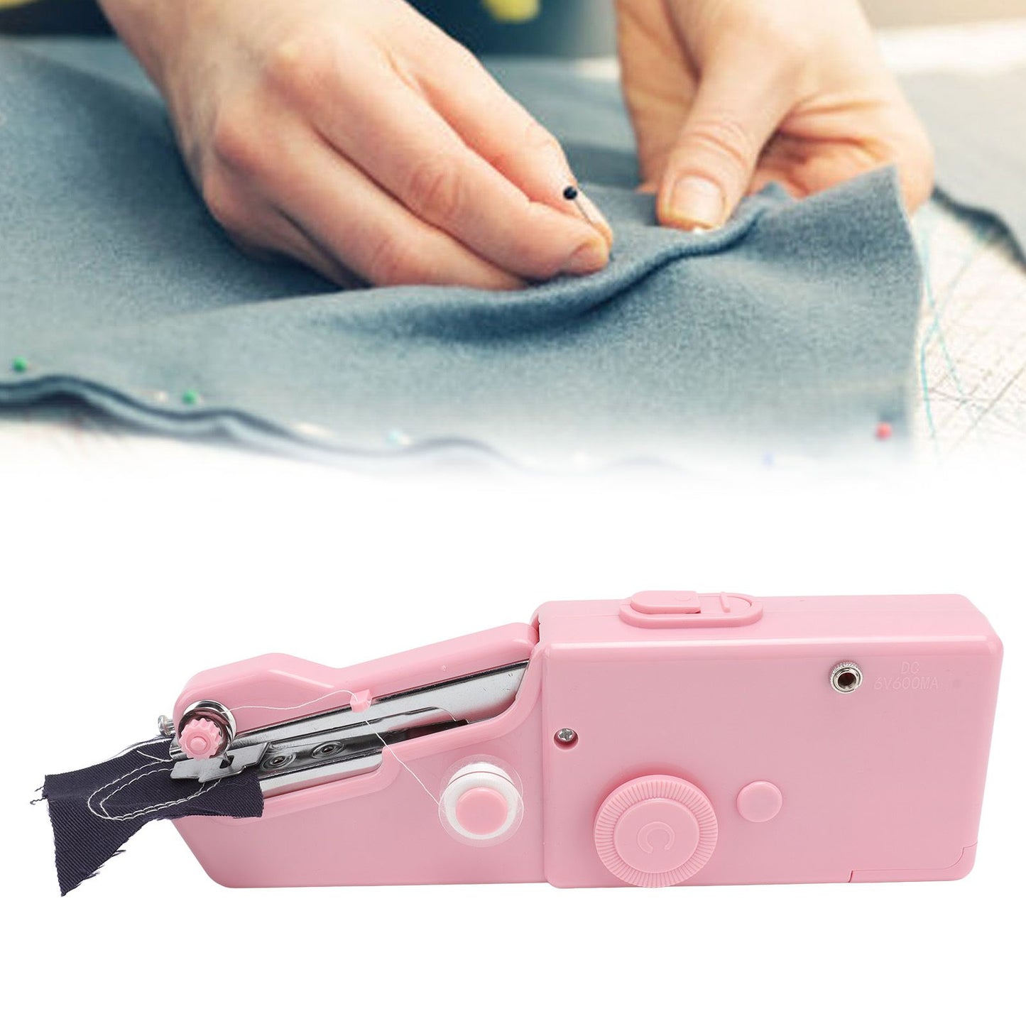 Handheld Sewing Machine Smoothing Stitching Portable Electric Sewing Tool for Home Travel Pink