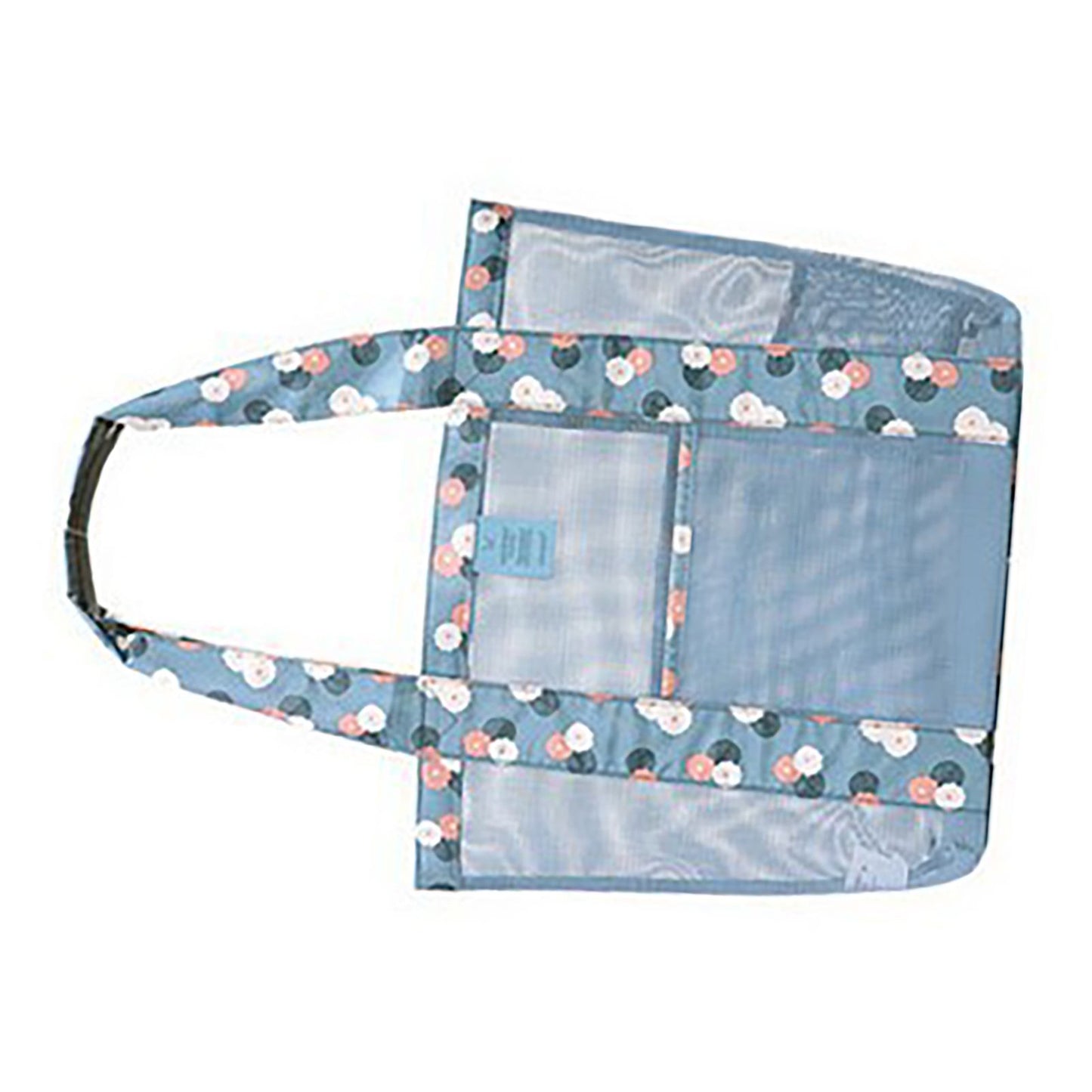 Beach Tote Waterproof Large Capacity Casual Oxford Cloth Women Mesh Handbag for Shopping Swimming Blue Flower