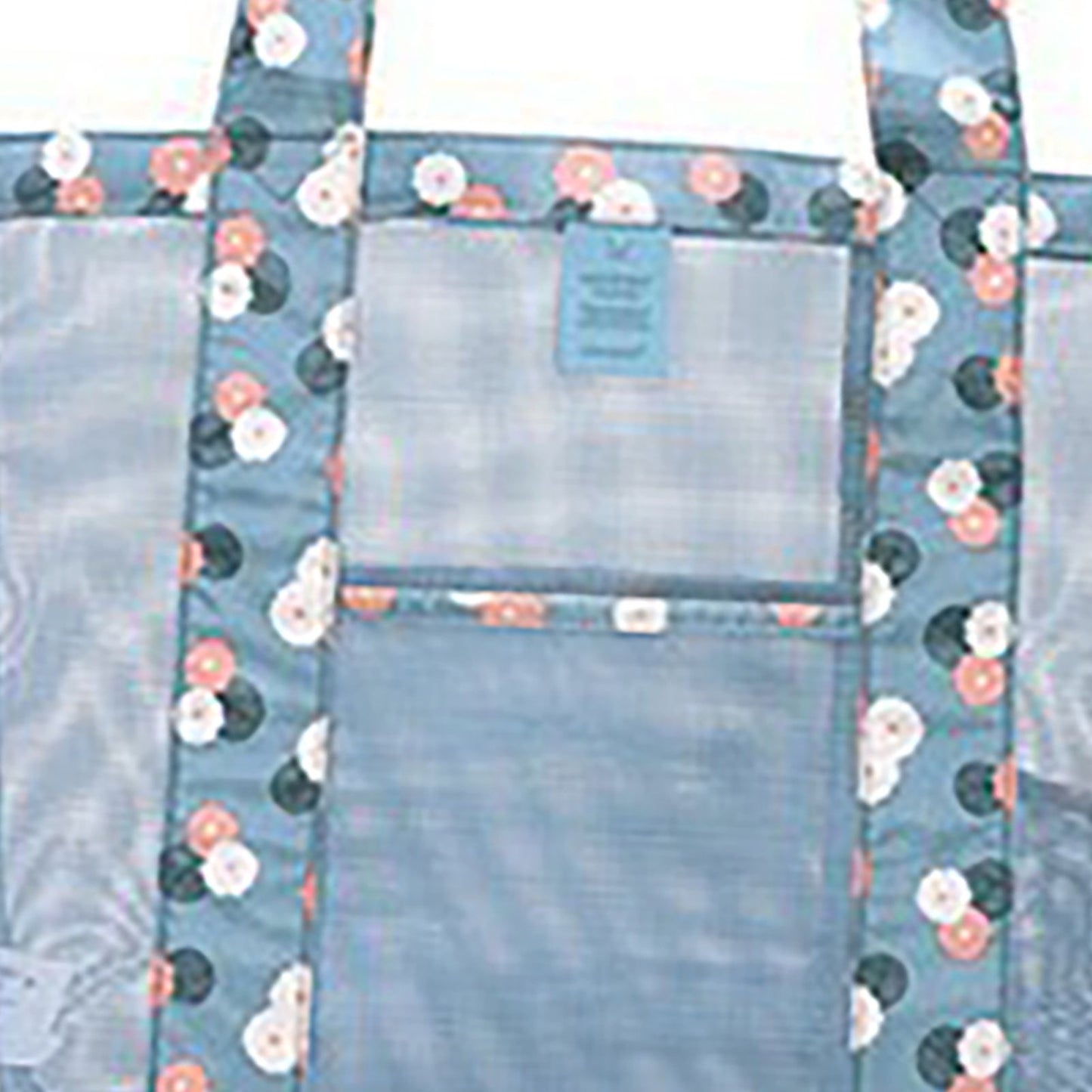Beach Tote Waterproof Large Capacity Casual Oxford Cloth Women Mesh Handbag for Shopping Swimming Blue Flower