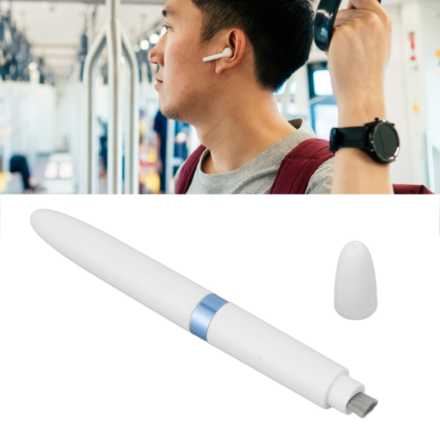 Bluetooth Earbuds Cleaning Pen Multifunction Wireless Earphones Cleaning Tool with Soft Brush for Camera Mobile Phone Blue