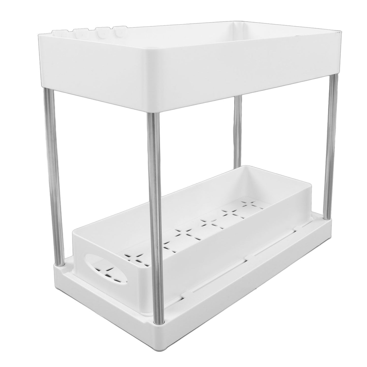 Under Sink Organizers Large Capacity Slide Out Storage Baskets for Bathrooms Kitchens Closets Laundry Rooms Offices White