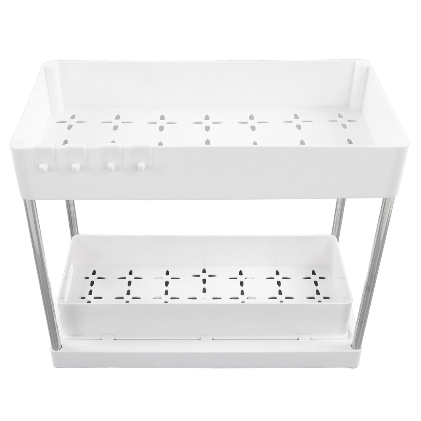 Slide Out Storage Baskets ABS Under Sink Organizer Cabinet Sliding Drawers for Kitchen Bathroom Cosmetic Storage White
