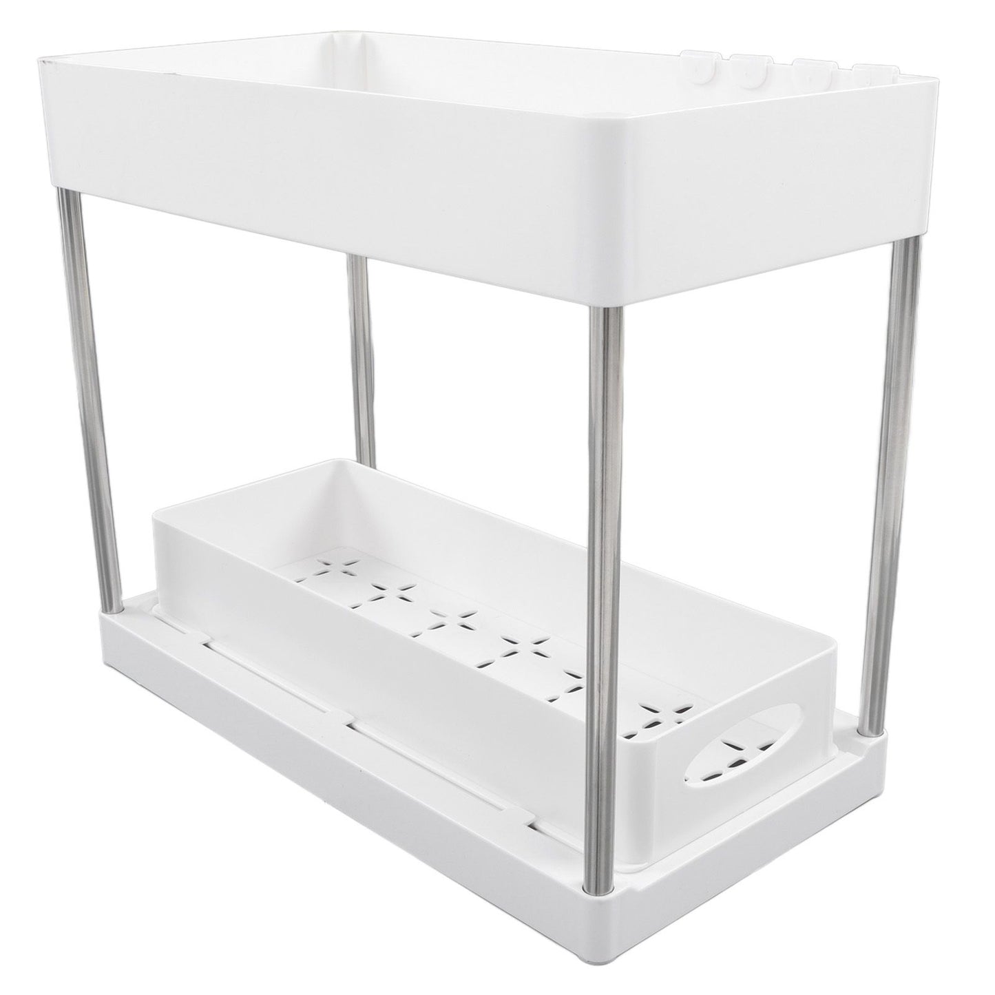 Slide Out Storage Baskets ABS Under Sink Organizer Cabinet Sliding Drawers for Kitchen Bathroom Cosmetic Storage White