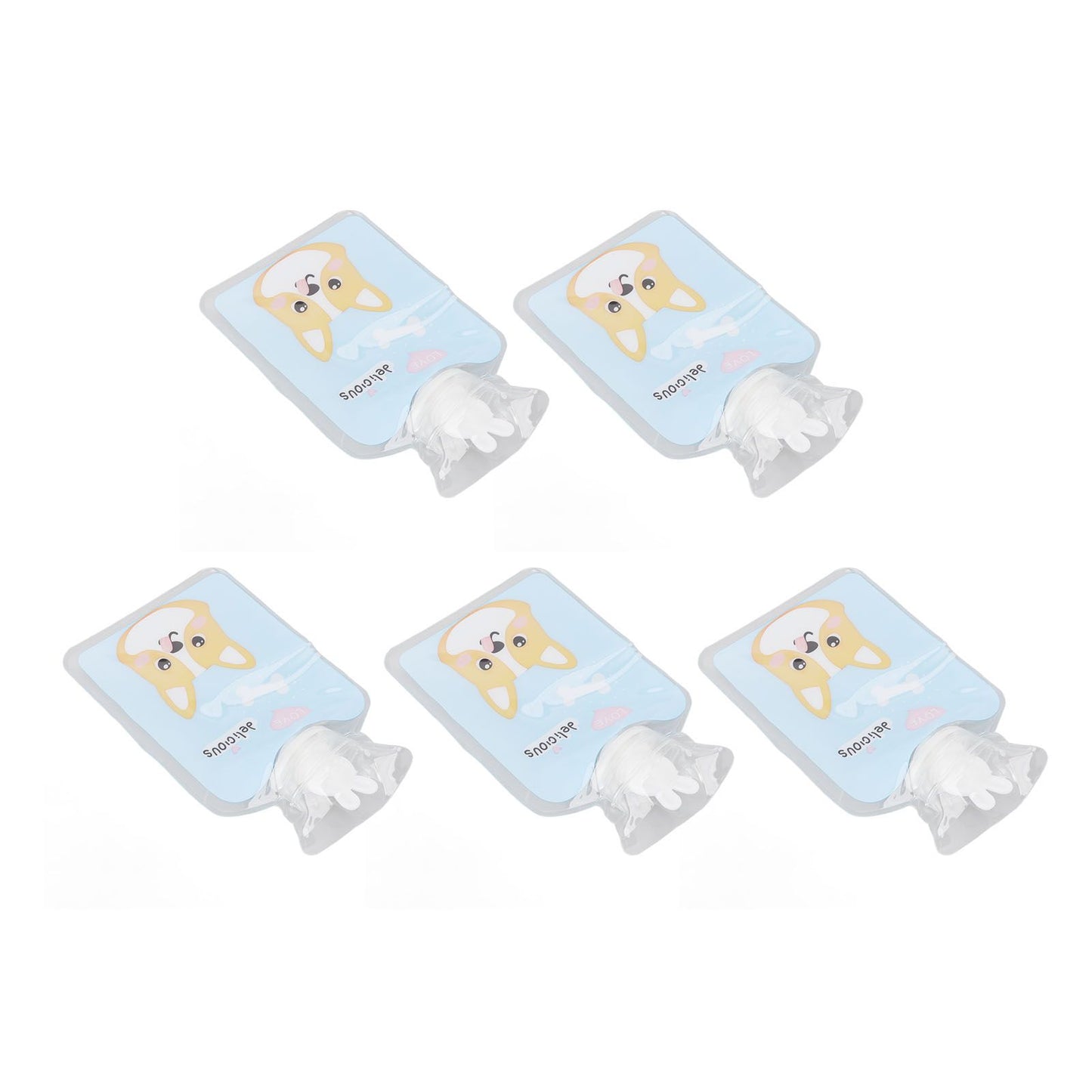 5Pcs Hot Water Bottle Bag Thickened Explosion Proof PVC Leakage Proof Wide Mouth Warm Water Bag Blue Dog Pattern