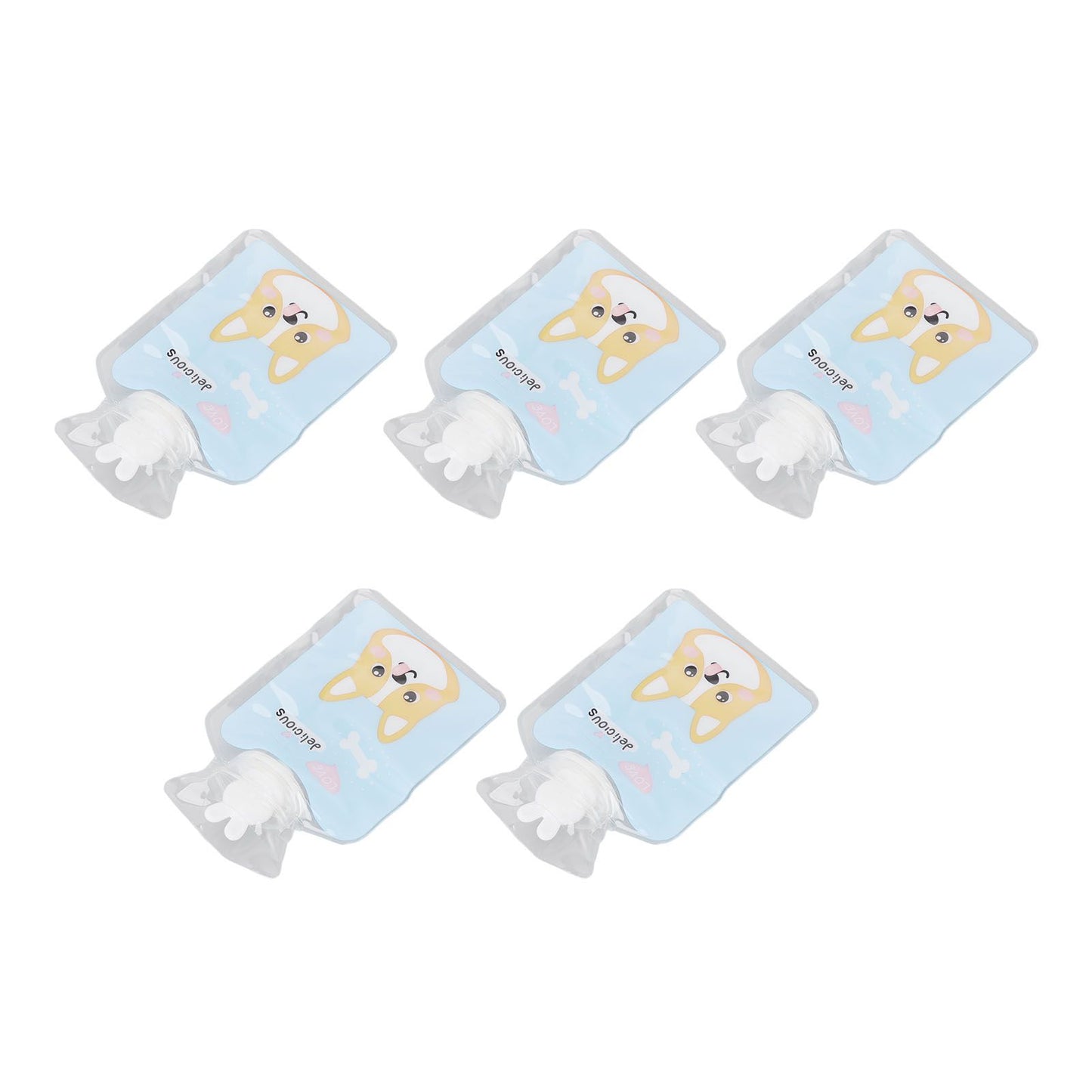 5Pcs Hot Water Bottle Bag Thickened Explosion Proof PVC Leakage Proof Wide Mouth Warm Water Bag Blue Dog Pattern