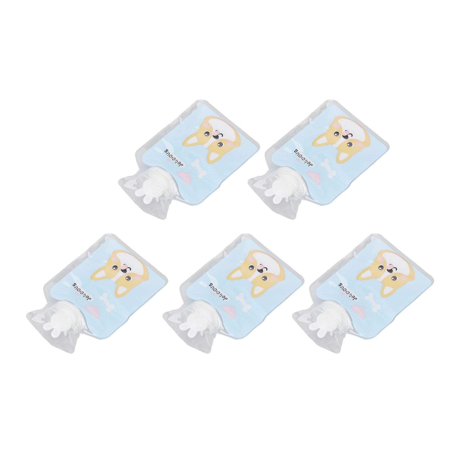 5Pcs Hot Water Bottle Bag Thickened Explosion Proof PVC Leakage Proof Wide Mouth Warm Water Bag Blue Dog Pattern