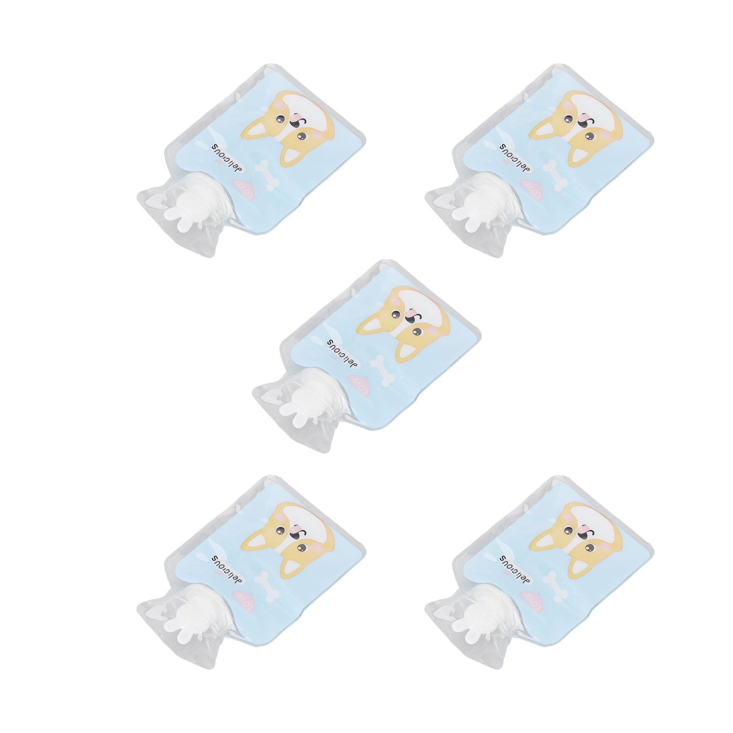 5Pcs Hot Water Bottle Bag Thickened Explosion Proof PVC Leakage Proof Wide Mouth Warm Water Bag Blue Dog Pattern