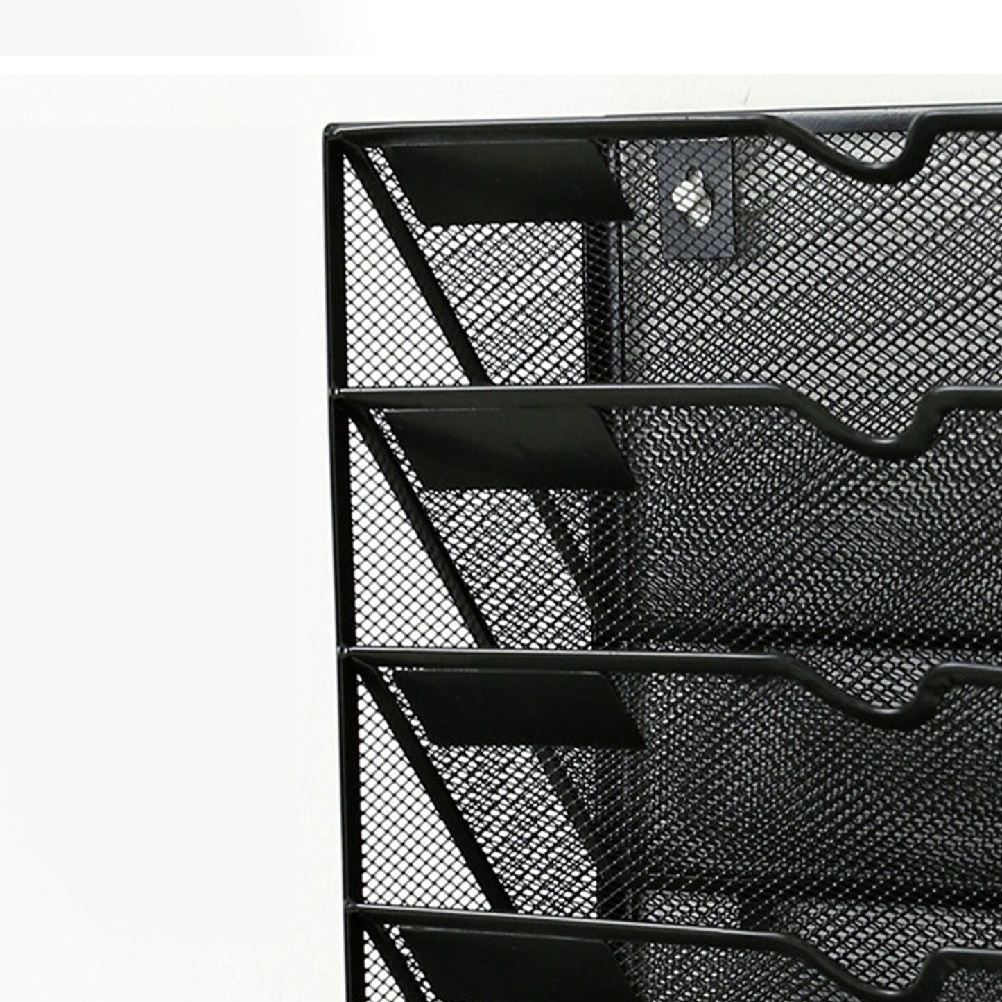 5 Tier Wall File Organizer Vertical Placement Glossy Edges Wall Mount File Holder with Hanging Hole for Office Black