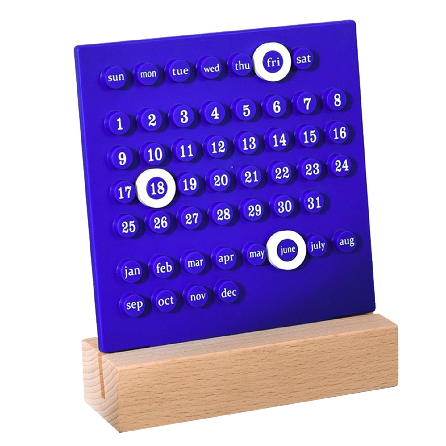 Wooden Kids Calendar DIY Hand Operated Develop Planning Skills Perpetual Calendar for Home Blue